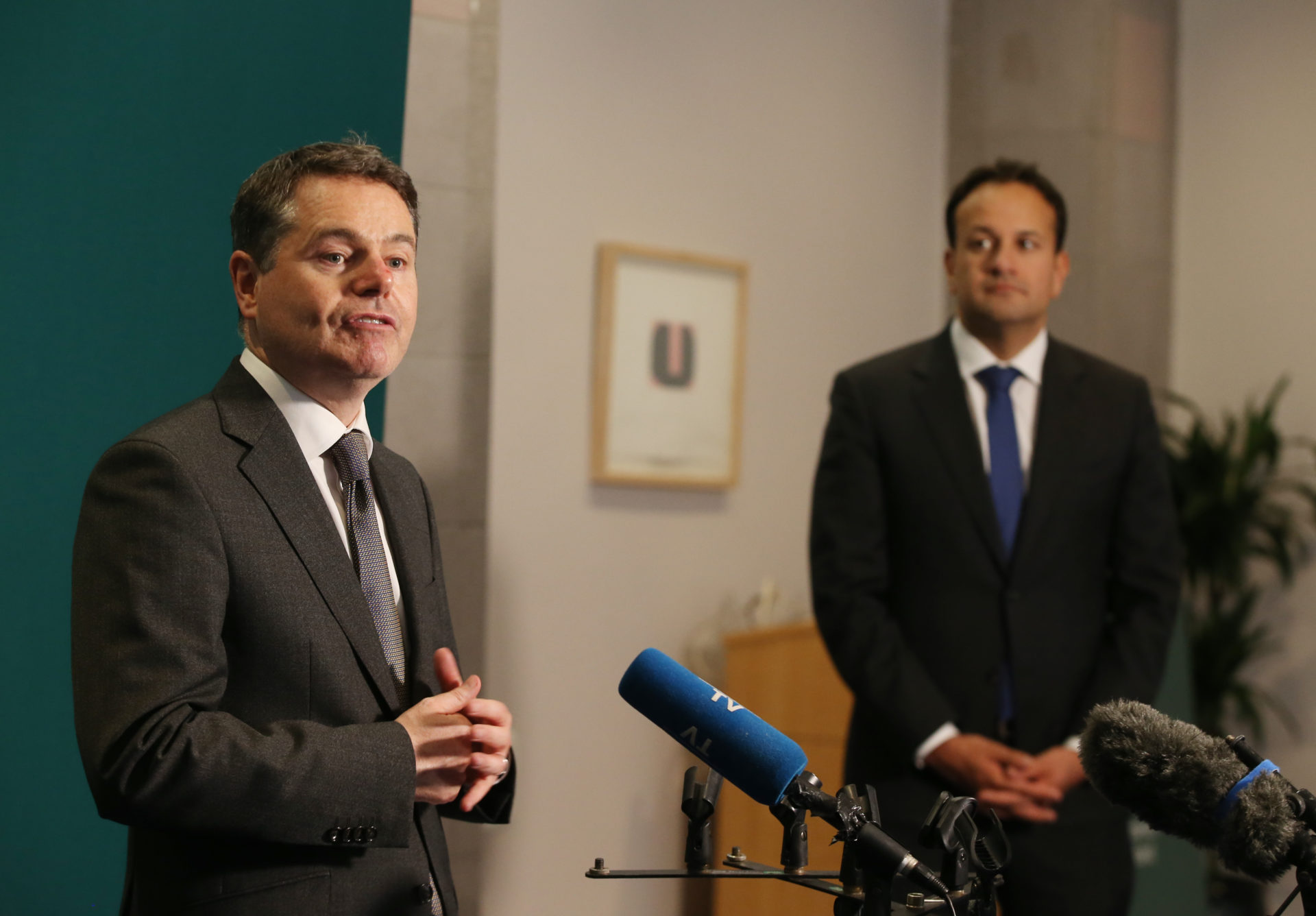 Minister Paschal Donohoe with Leo Varadkar in Government Buildings, 9-7-20. 