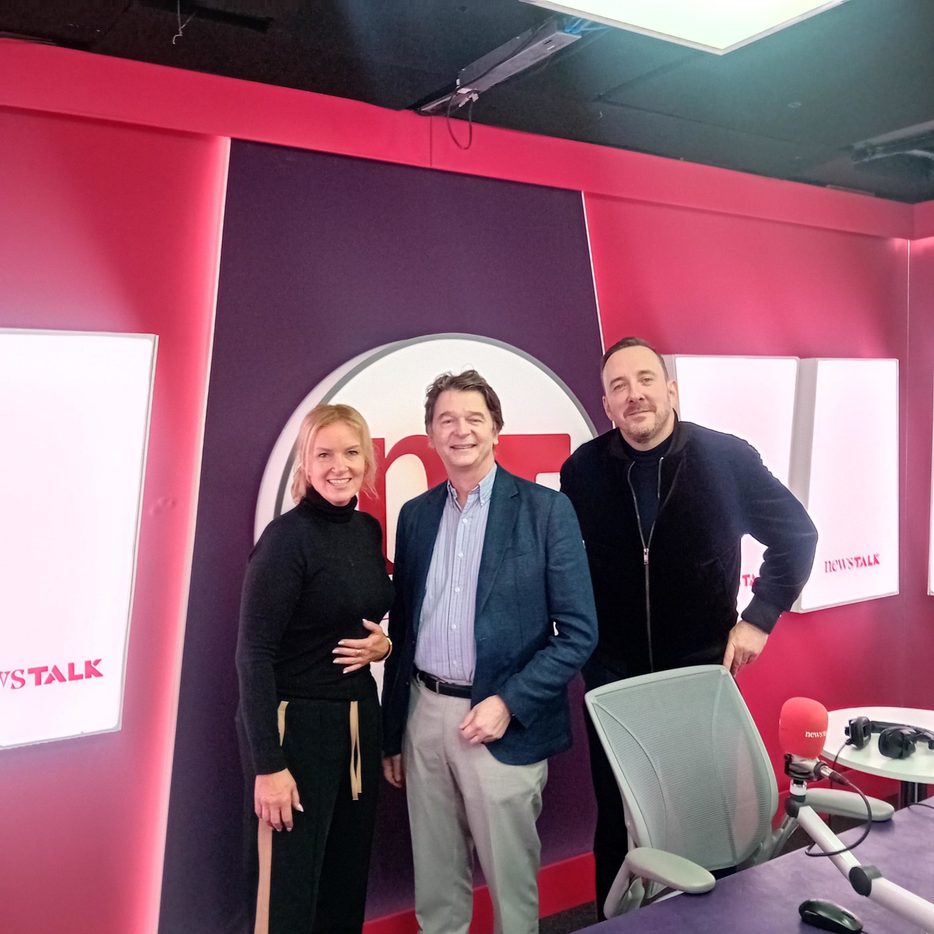 Newstalk Breakfast presenters Ciara Kelly and Shane Coleman with Jed Van De Poll (centre), 22-3-24