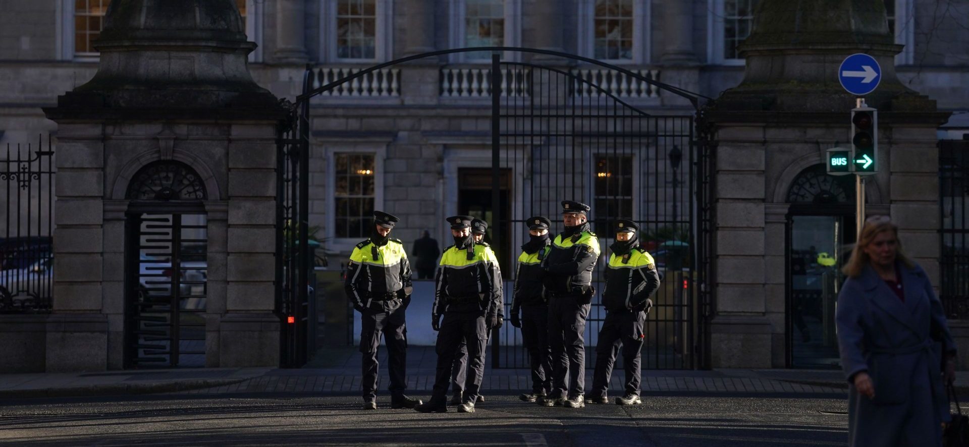 Gardai outside Leinster House, Dublin, ahead of expected protests as TDs return to the Dail following the Christmas break. Picture date: Wednesday January 17, 2024.