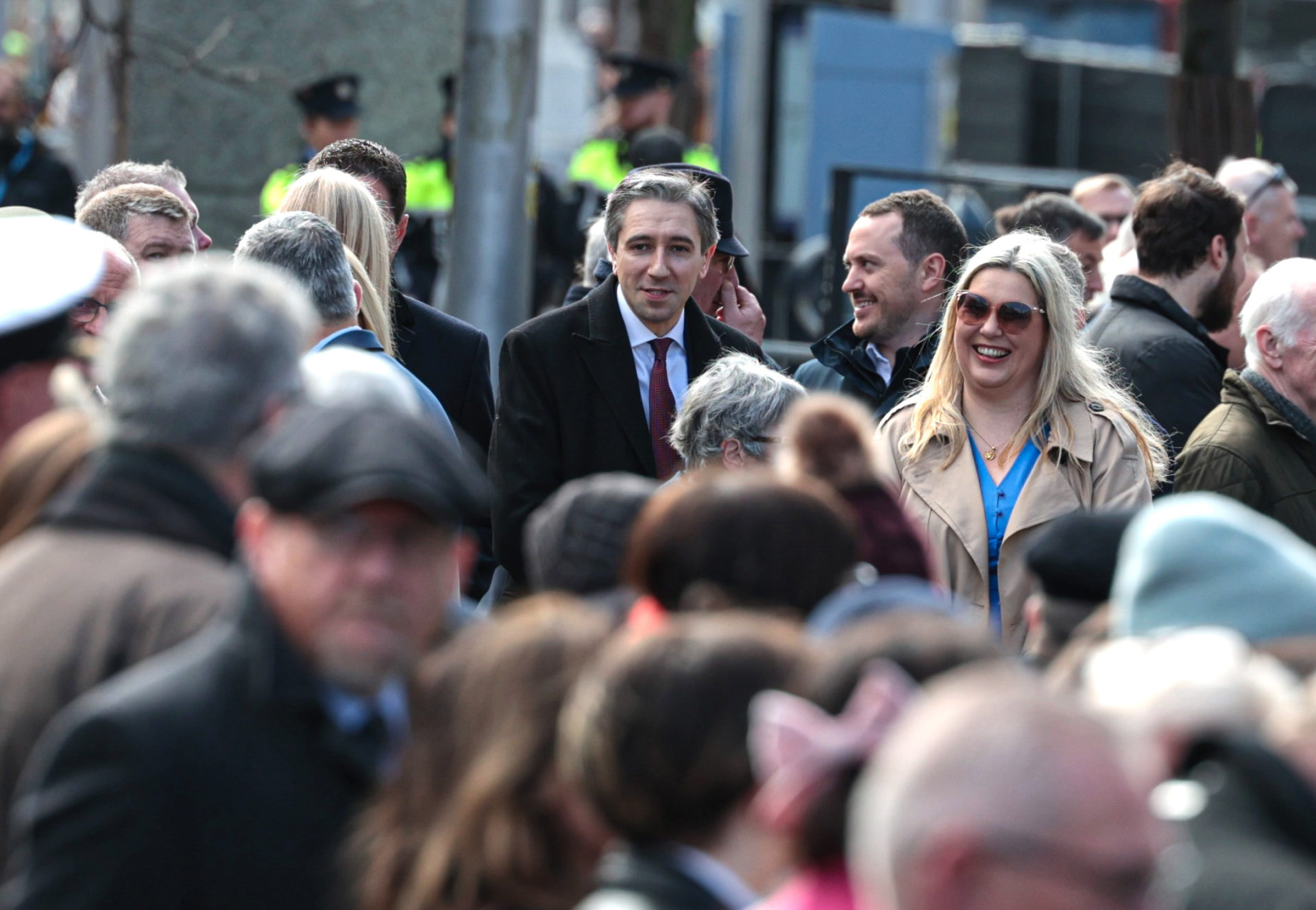 Fine Gael leader Simon Harris on O'Connell Street at the 108th anniversary of the 1916 Rising