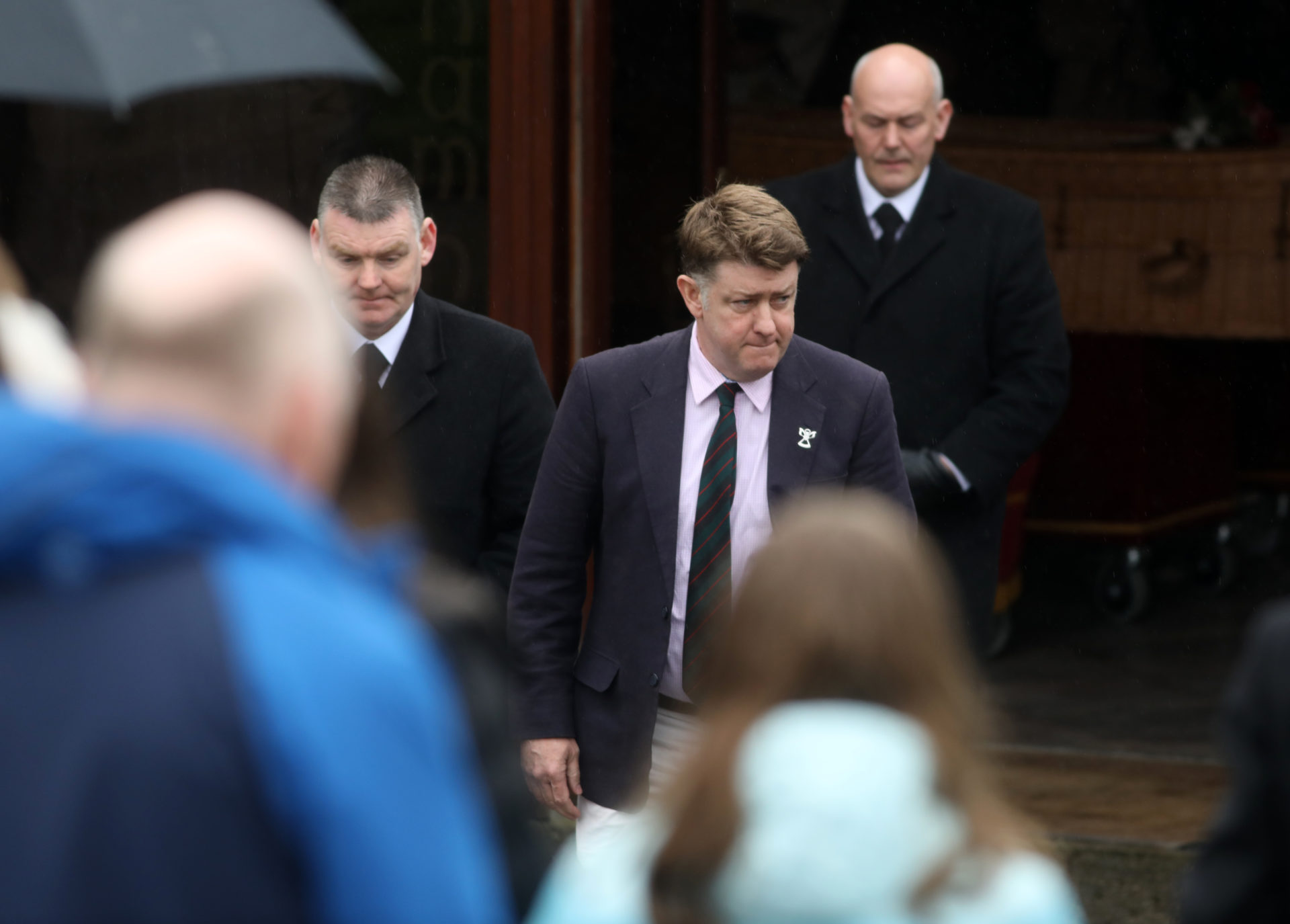  David Bowden arrives at St Eunan's Church in Raphoe, Co Donegal for the funeral of Una, Ciara and Saoirse, 3-4-24. 