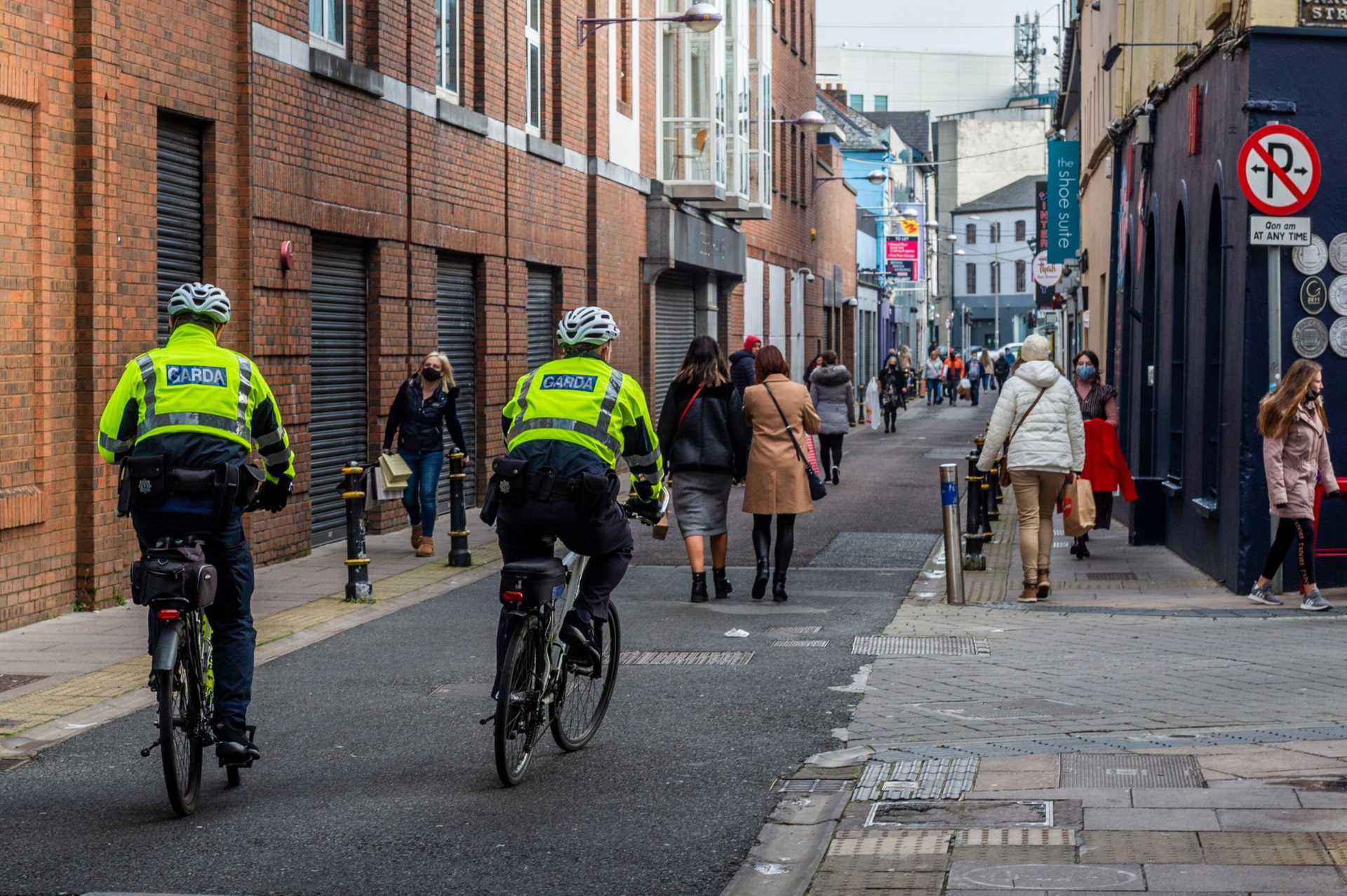 Gardaí on bikes patrol Maylor Street in Cork city