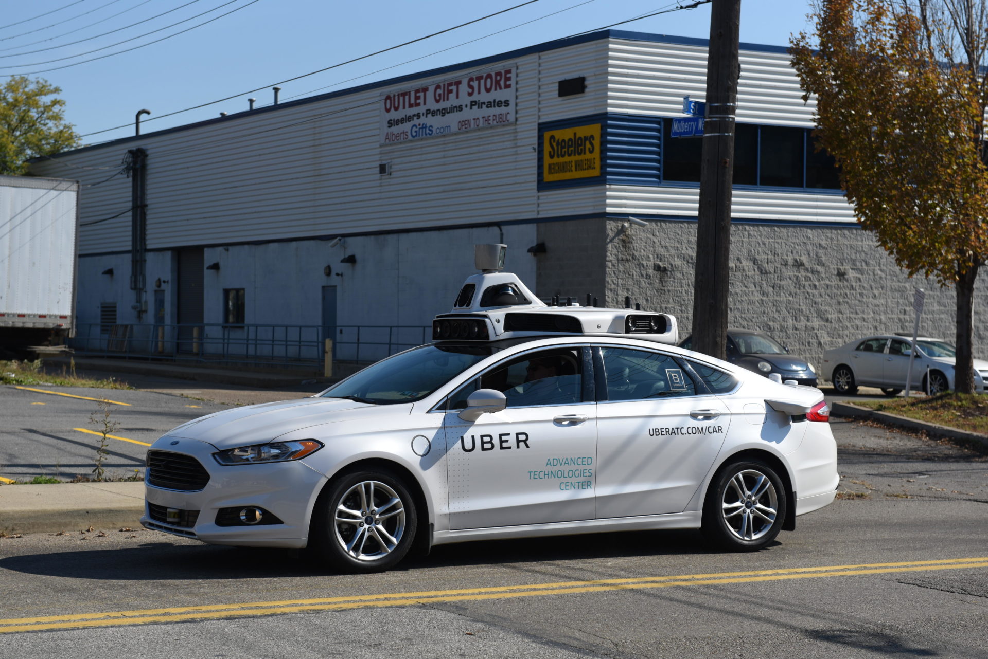 A self-driving car being tested by Uber in Pittsburgh, PA. Image: Michael Ventura / Alamy Stock Photo