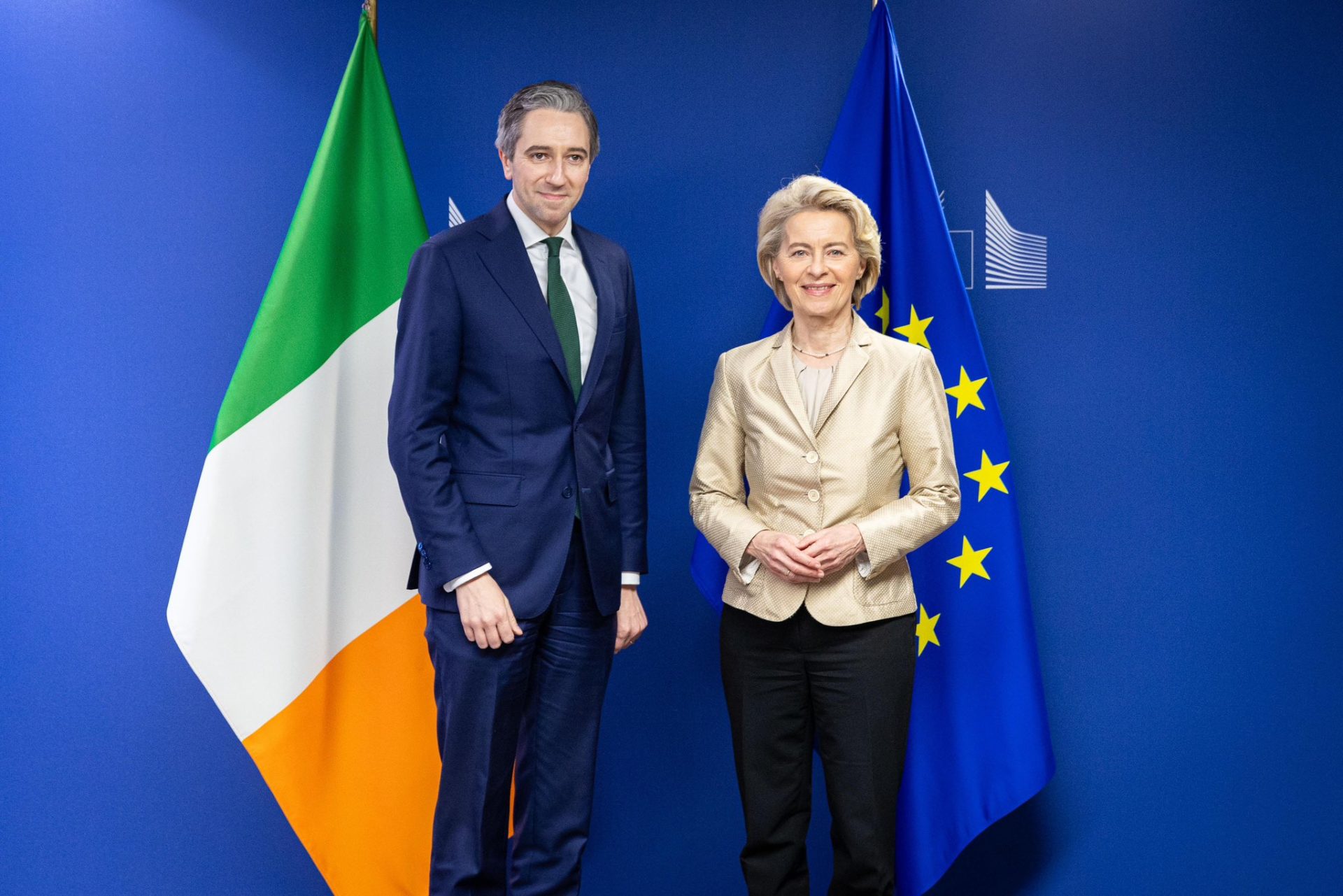 Taoiseach Simon Harris with European Commission President Ursula von der Leyen in Brussels, 11-4-24