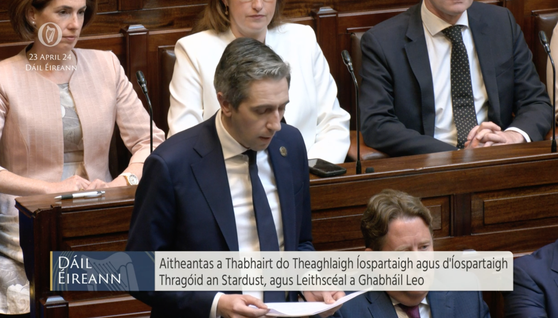 Taoiseach Simon Harris delivers a State apology to the Stardust families in the Dáil, 23-4-24