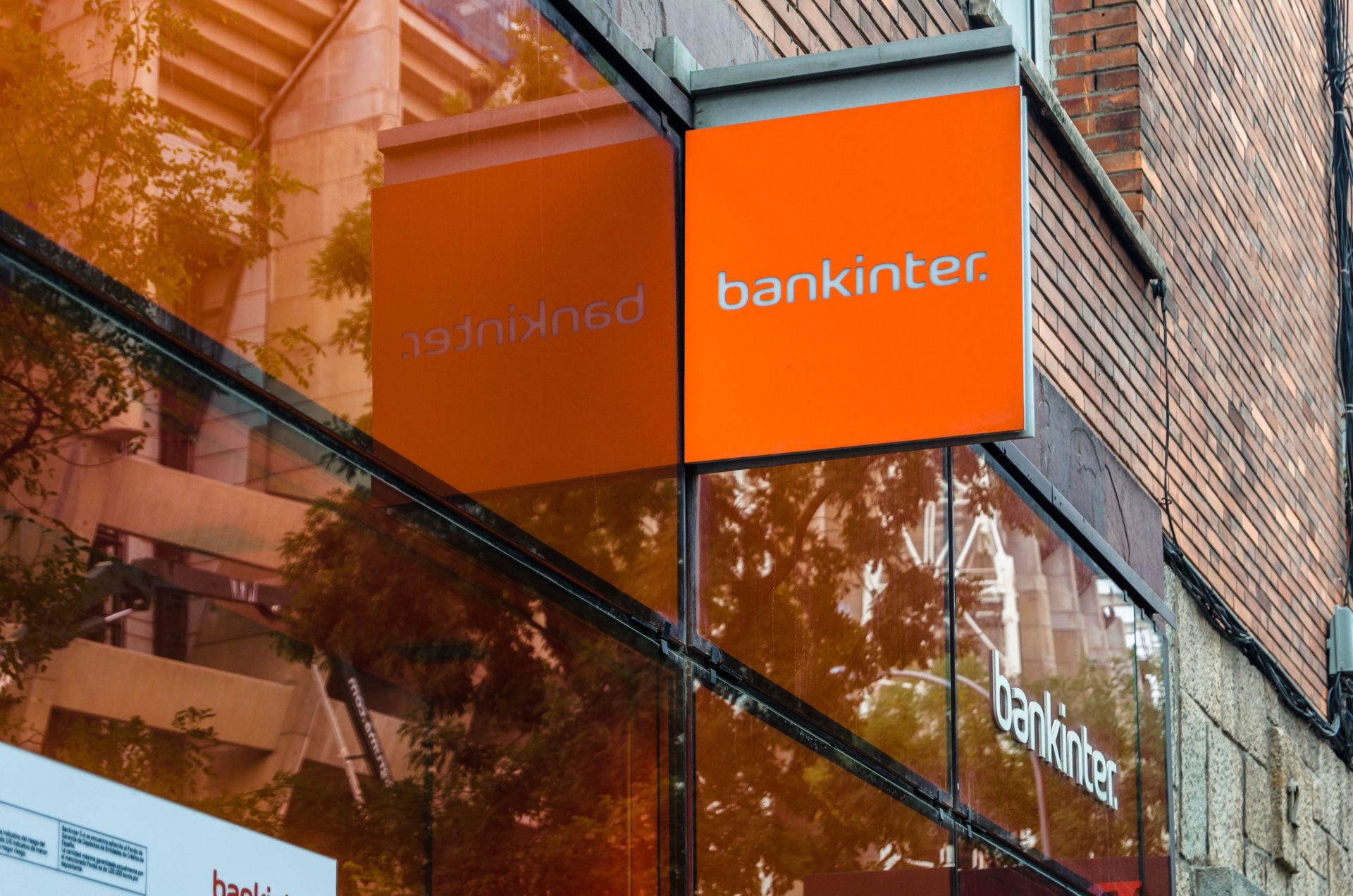 A Bankinter sign in Madrid, 13-9-21.