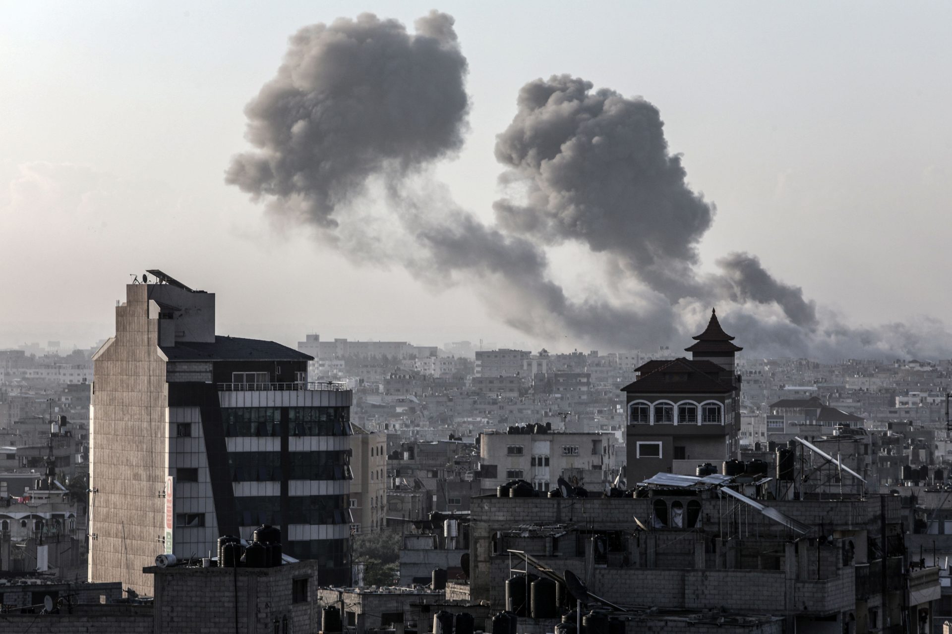 Smoke rises following Israeli air strikes near the Rafah Crossing in Palestine, 7-5-24
