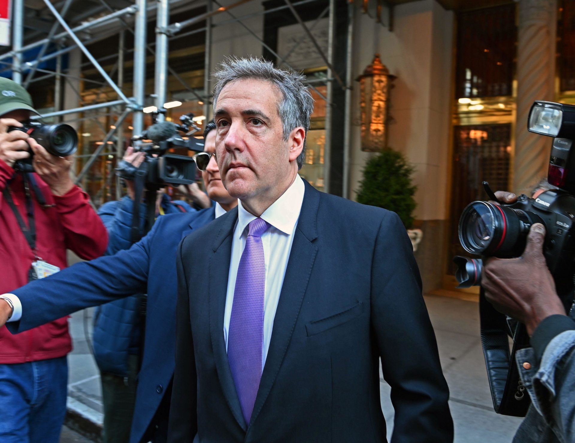 Michael Cohen leaving his apartment for his day on the stand of the Trump hush money trial in New York, 20-5-24