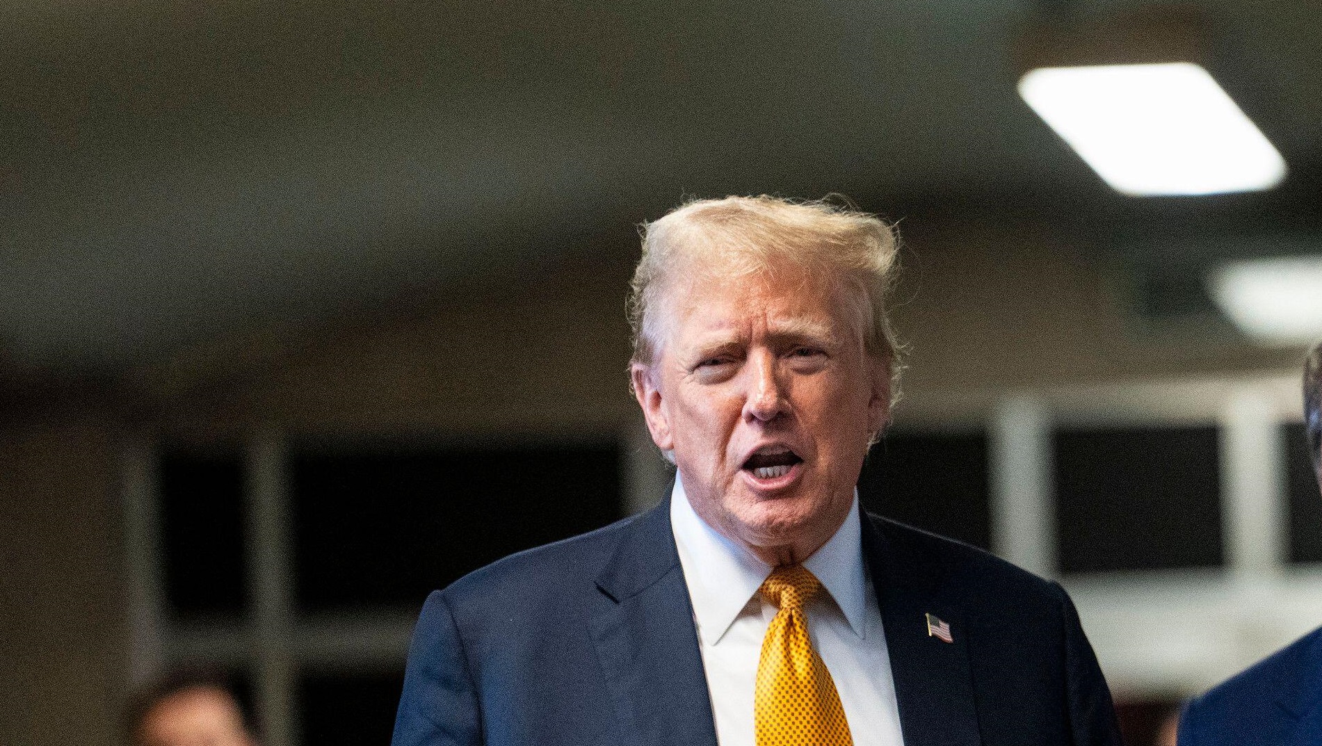 Former US President Donald Trump speaks to reporters as he leaves his trial at Manhattan Criminal Court in New York, 30-5-24.