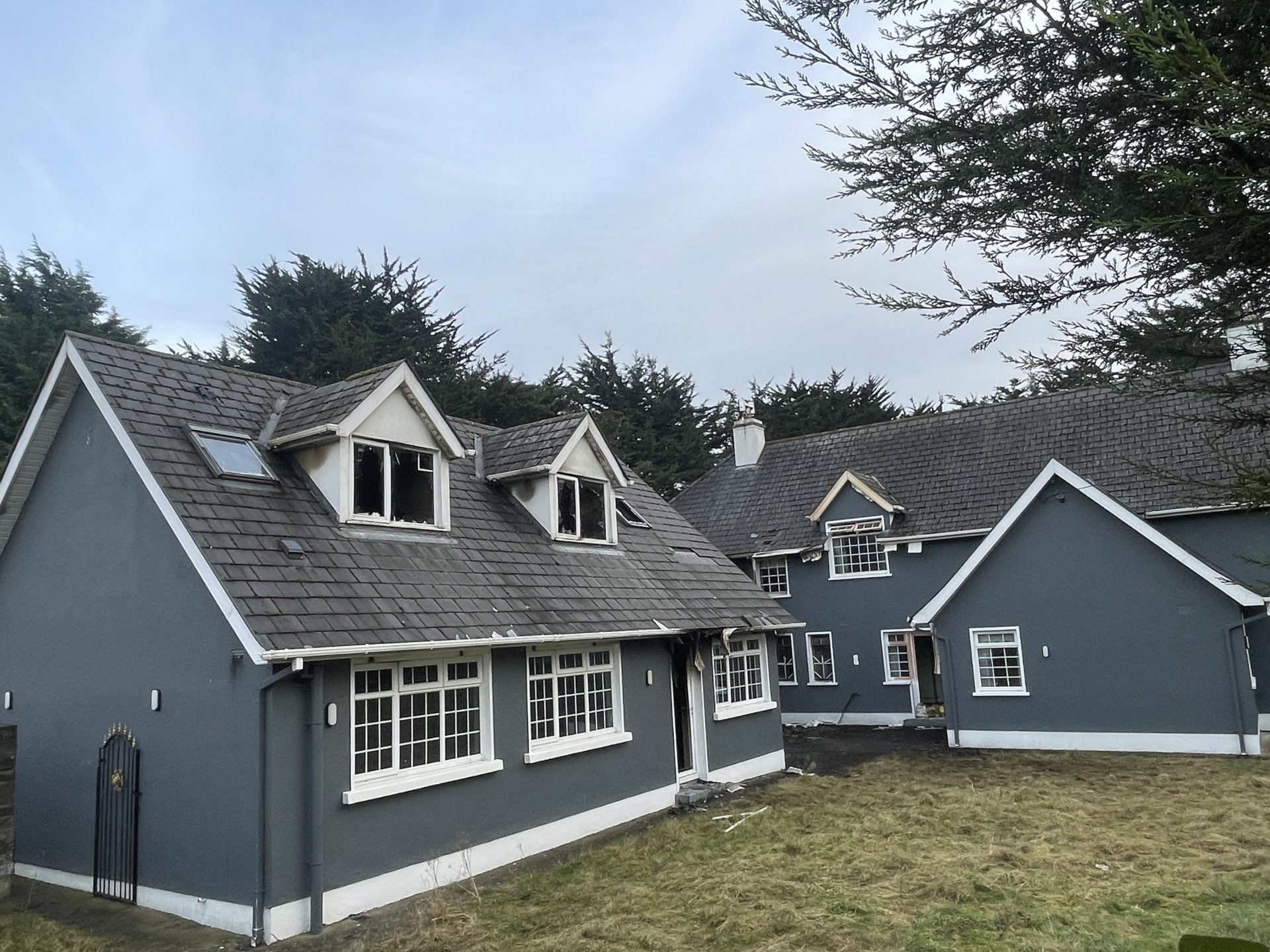 Property after suspected arson attack in Kildare. 07/02/2024. Picture by: Newstalk