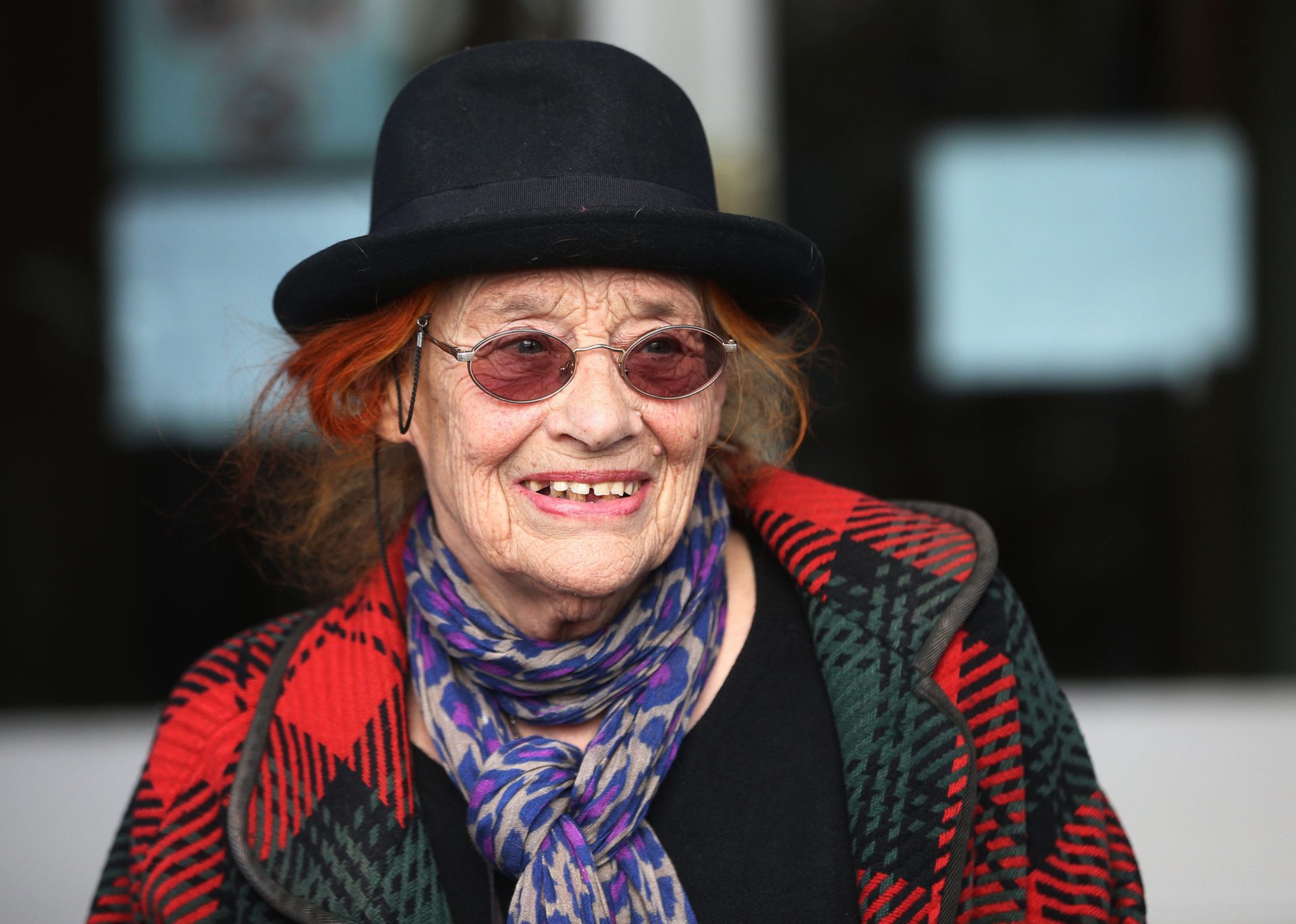 Margaretta D'Arcy arrives at Ennis District Court in a case relating to an alleged breach of security at Shannon Airport, 10-3-15