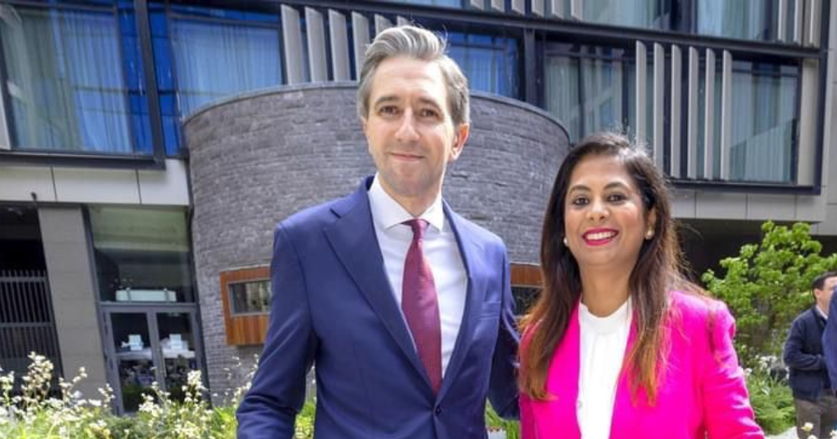 Local election candidate Supriya Singh and Taoiseach Simon Harris. Image: Supriya Singh