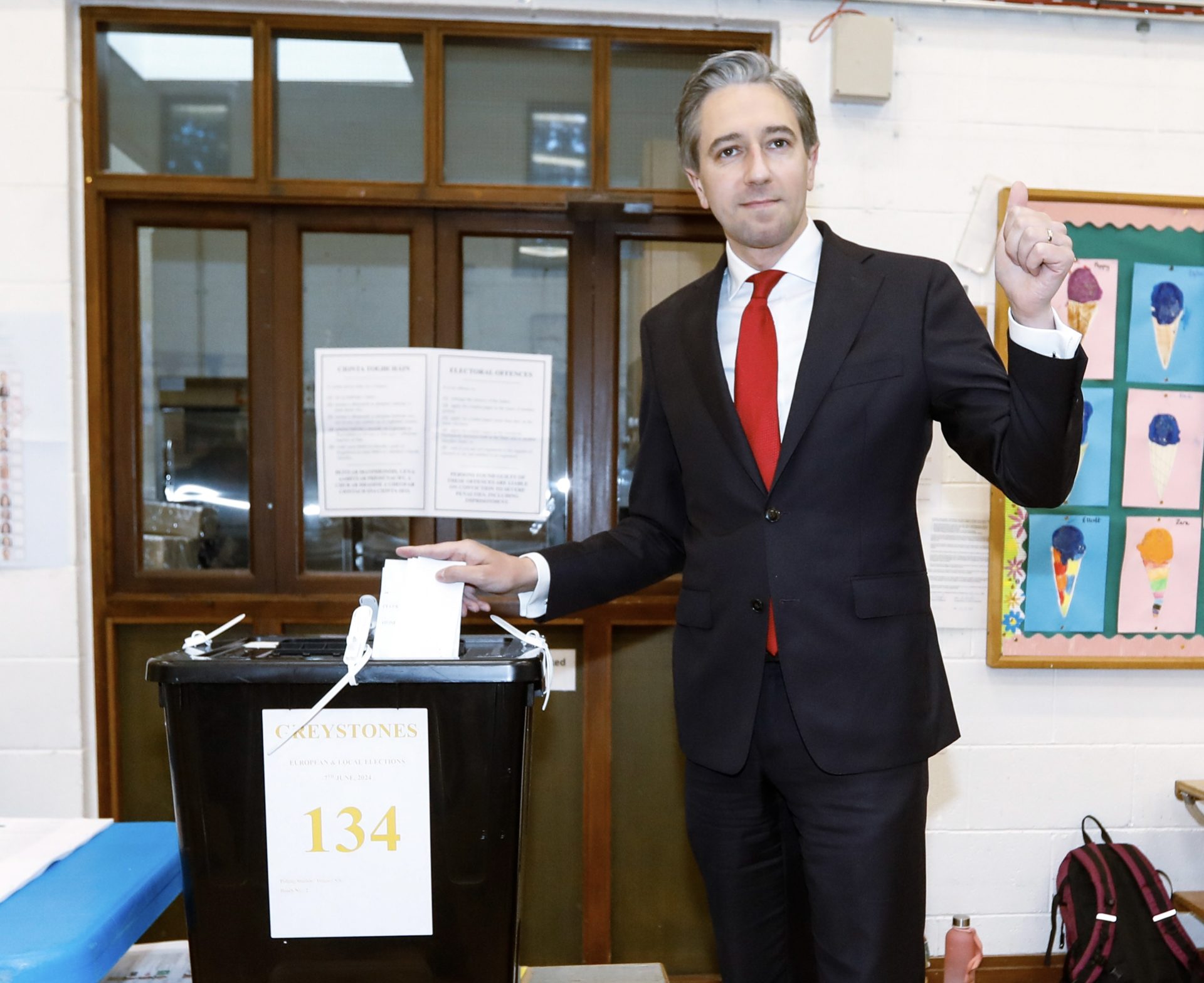 Taoiseach Simon Harris voting at local and European elections in Wicklow, 07/06/2024. Image: Leon Farrell / © RollingNews.ie