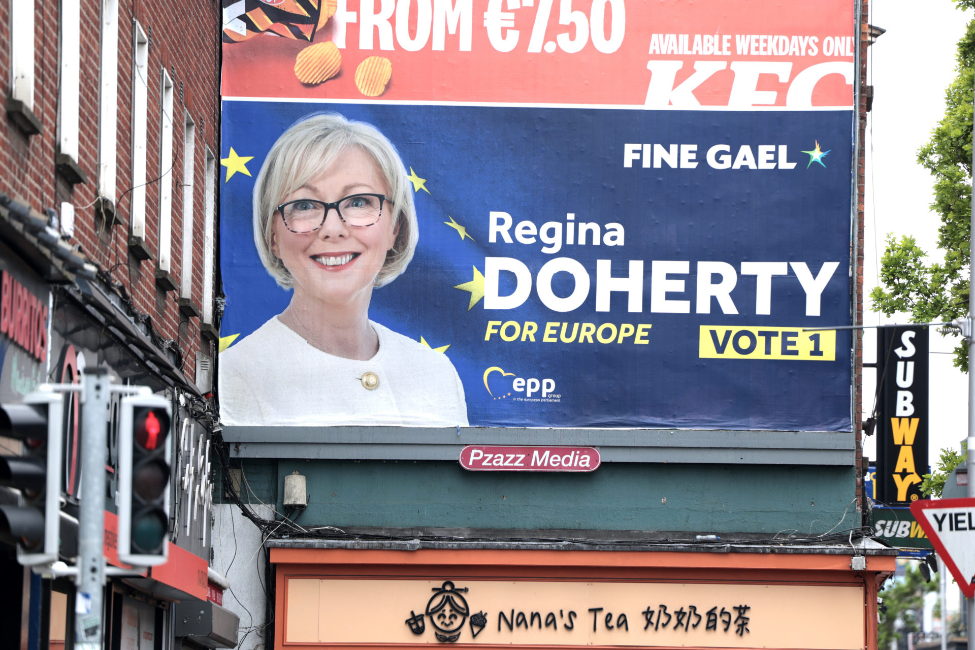 A poster for Fine Gael Regina Doherty's European election campaign on Dublin's Wexford Street.