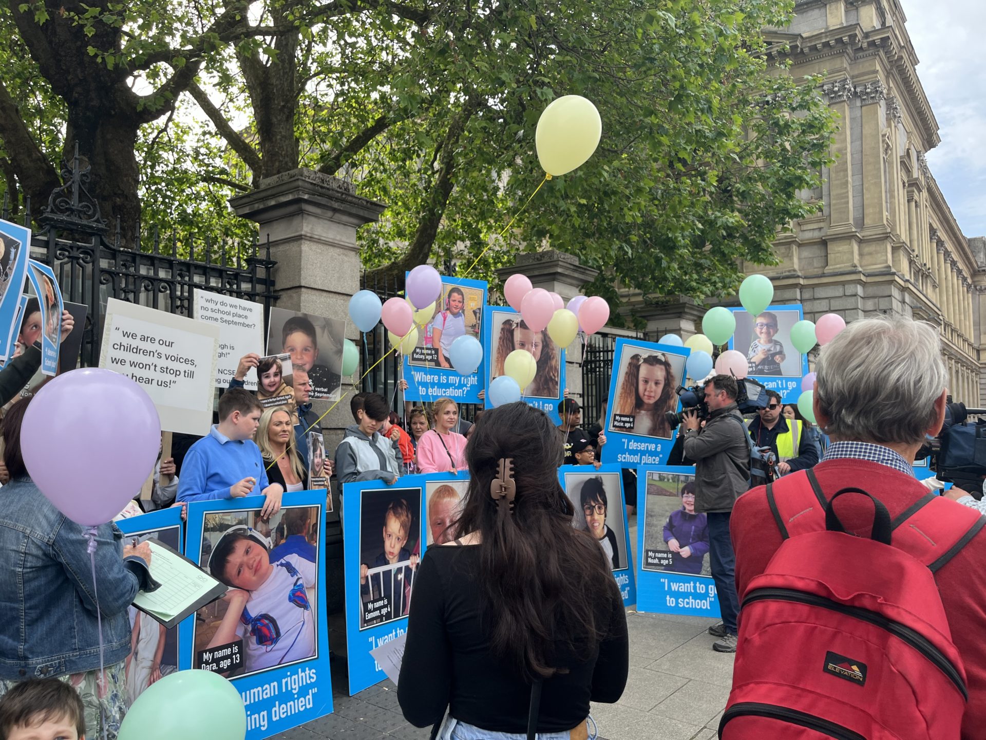 Parents of autistic children protest outside the Dáil about a lack of school places