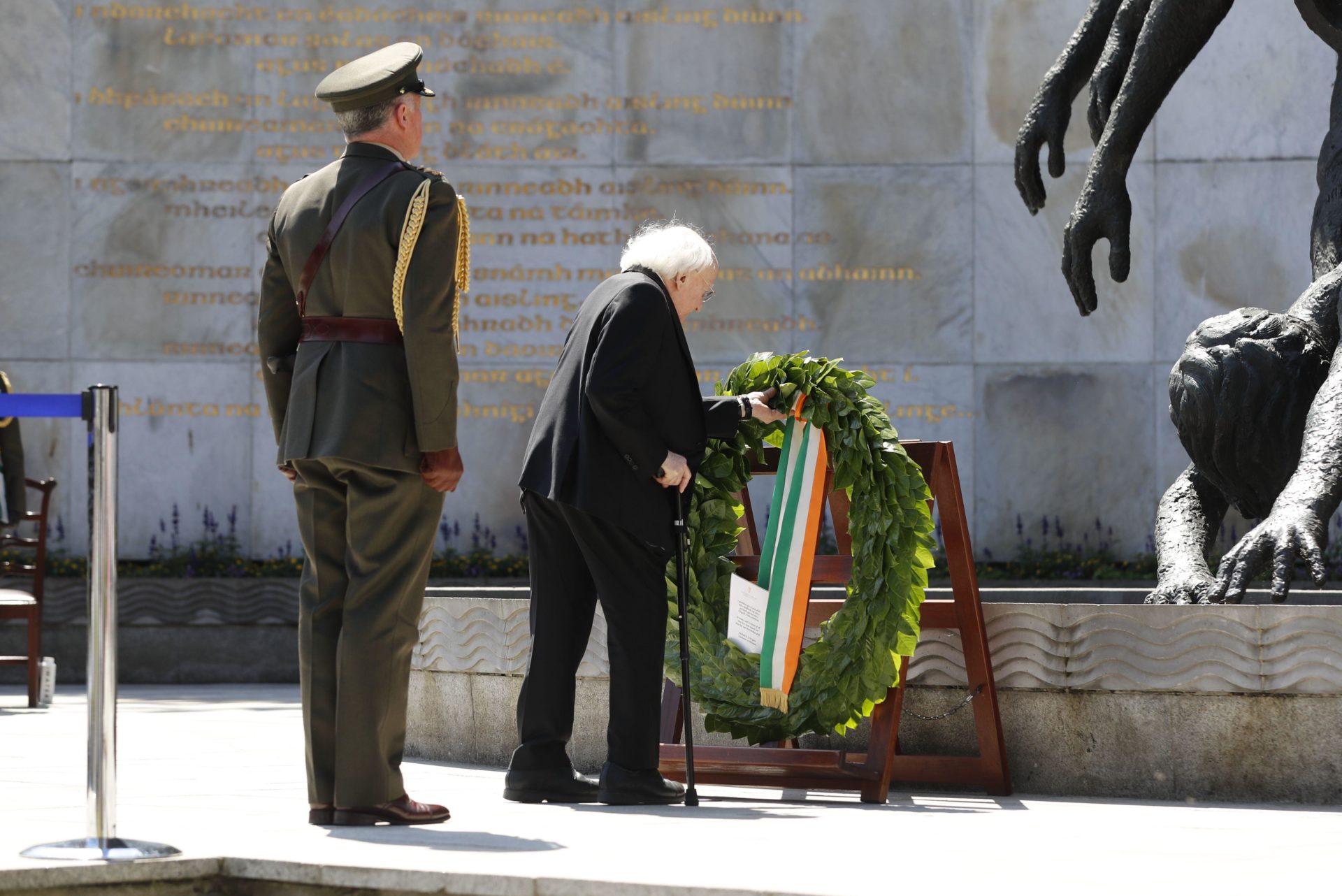 President of Ireland Michael D Higgins lays a wreath during a Stardust ceremony of commemoration at the Garden of Remembrance in Dublin, in honour of the victims, survivors and those affected by the Stardust fire in Dublin. Picture date: Sunday June 23, 2024.