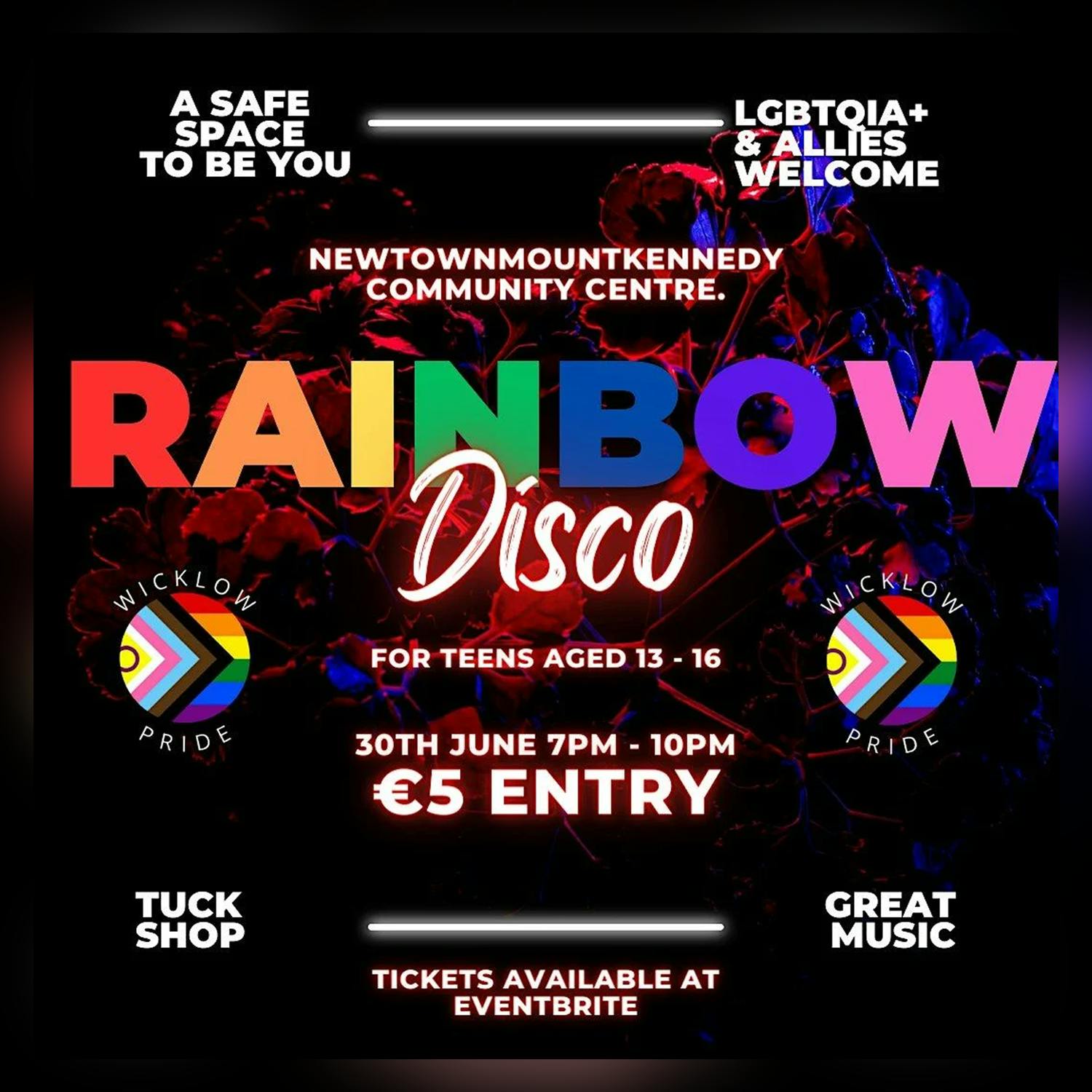 A poster for the Rainbow Disco event in Co Wicklow