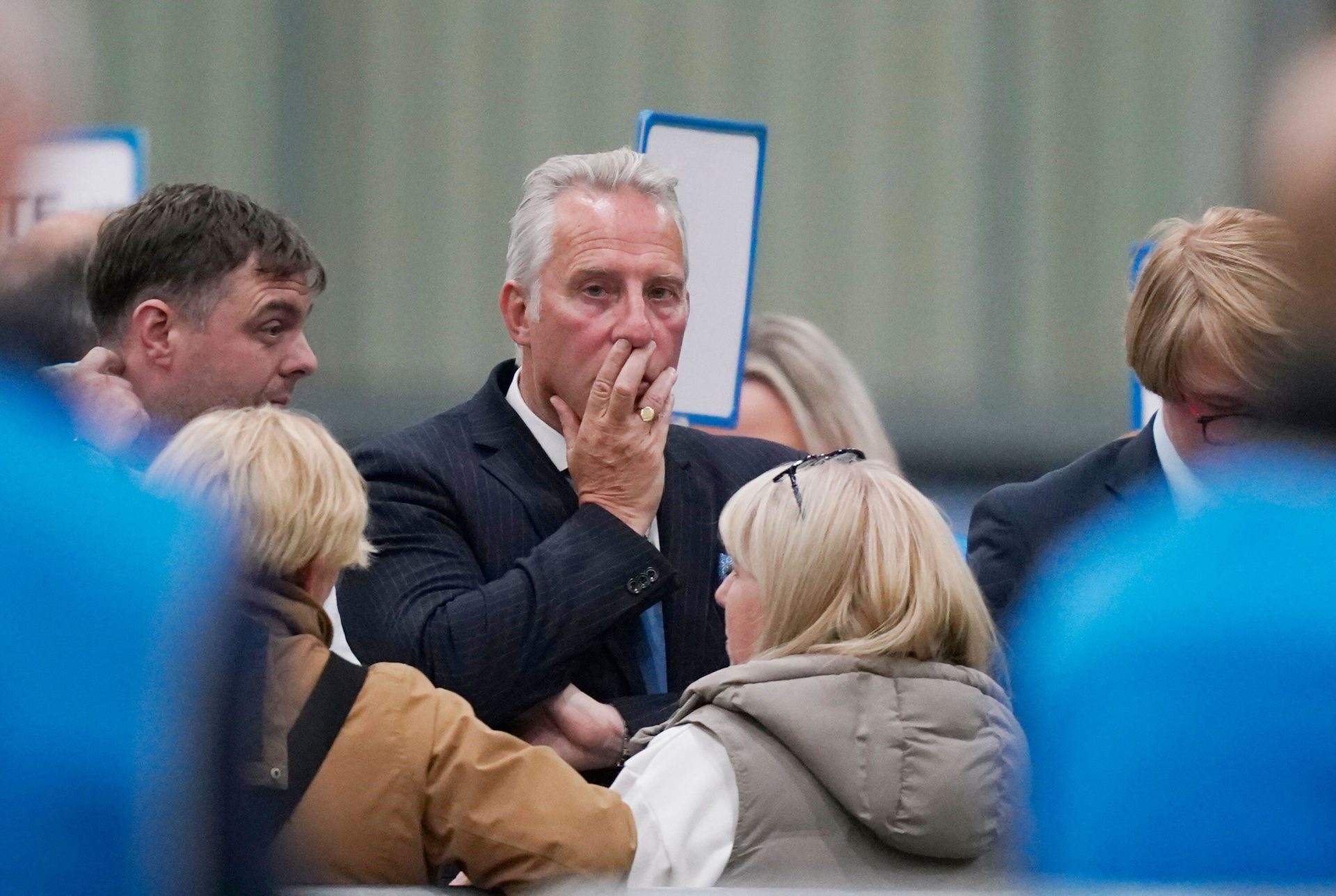 Ian Paisley watches a partial recount of votes in the North Antrim count at Meadowbank Sports Arena, Magherafelt, during the 2024 General Election.