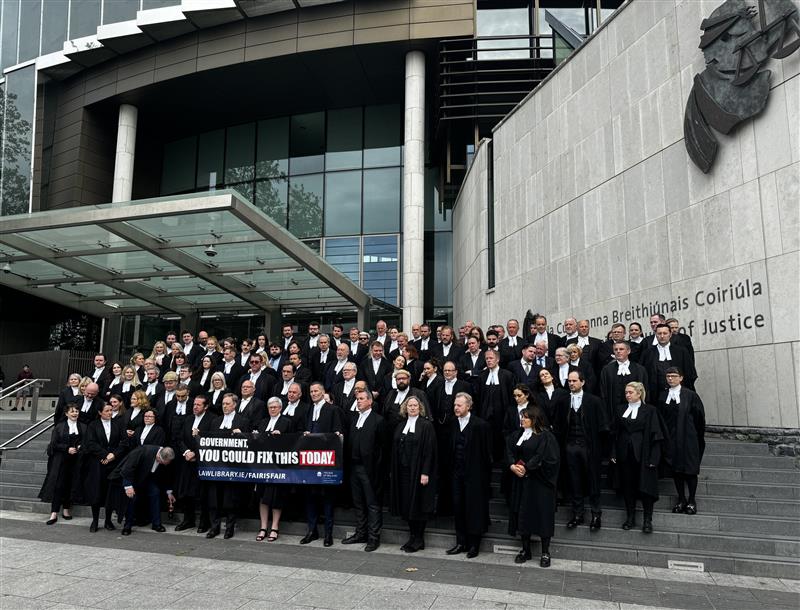 Barristers outside the Criminal Courts of Justice this morning