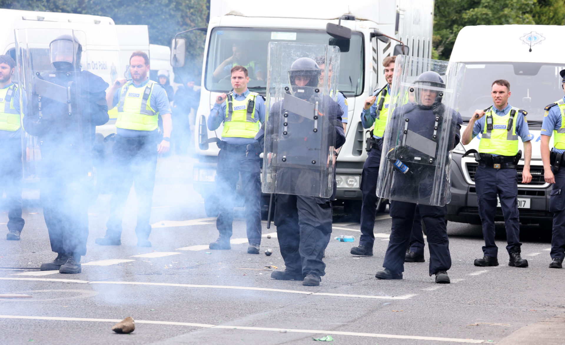 Fireworks and rocks thrown at members of the Gardaí and Public Order Unit in Coolock, 15-7-24