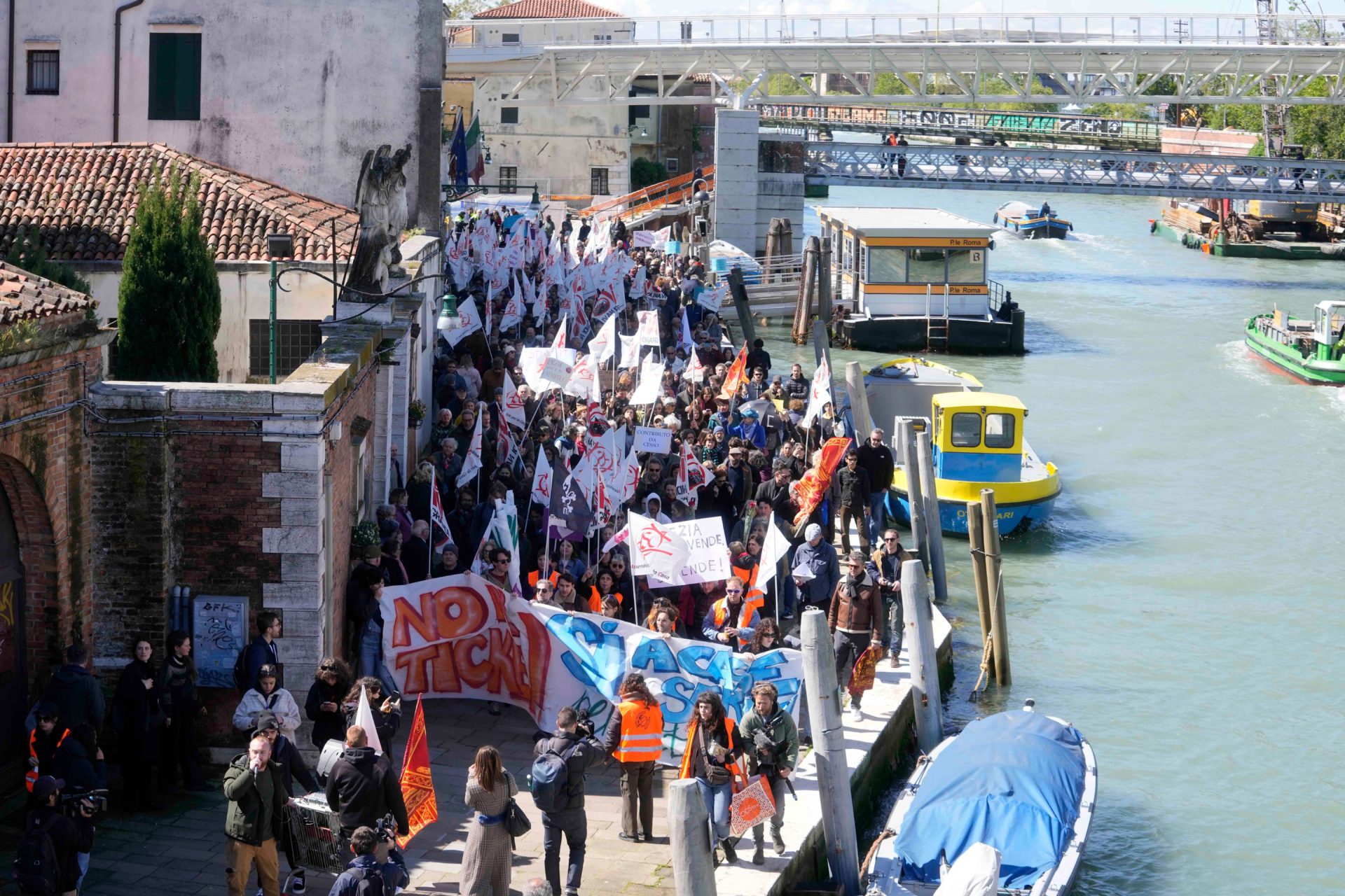 Anti-tourism protest in Venice against Venice Tax fee. Image: Associated Press / Alamy Stock Photo 