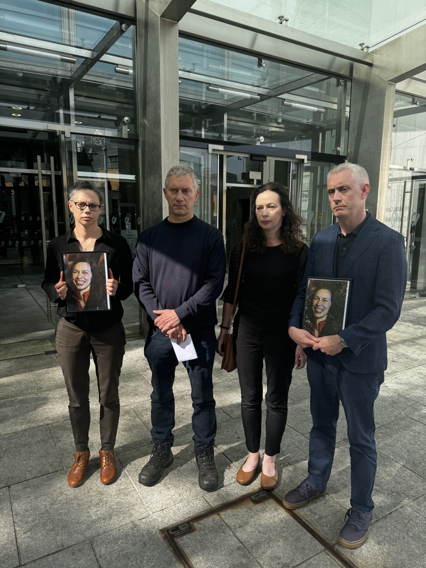 The family of Valerie French-Kilroy outside court after her husband's sentencing, 29-7-24. 