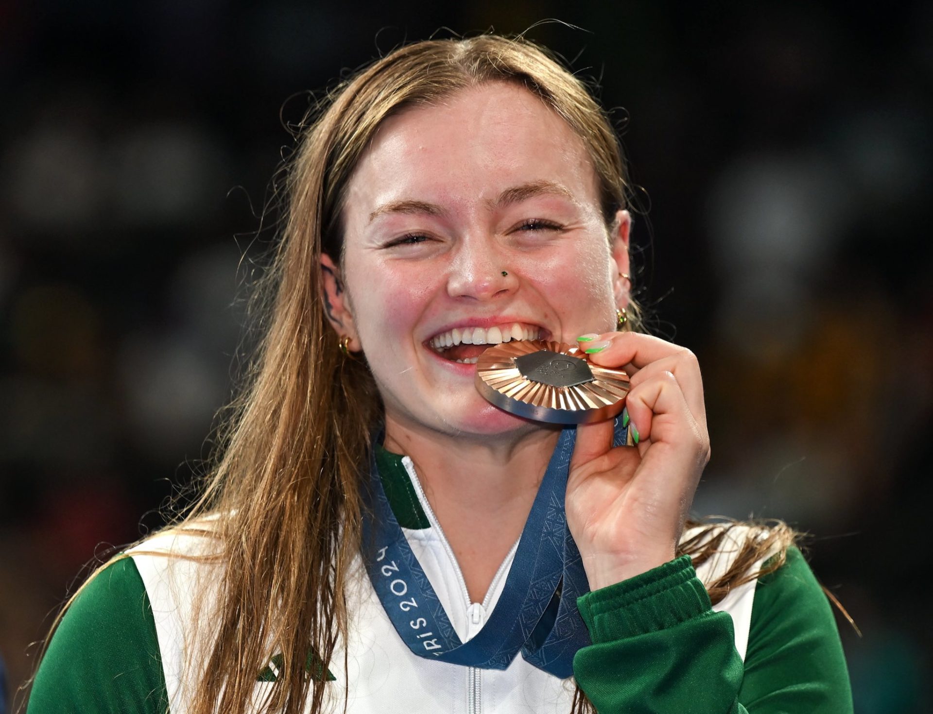 Mona McSharry with her Bronze Medal for the 100m Breaststroke at the Paris Olympics, 29-7-24