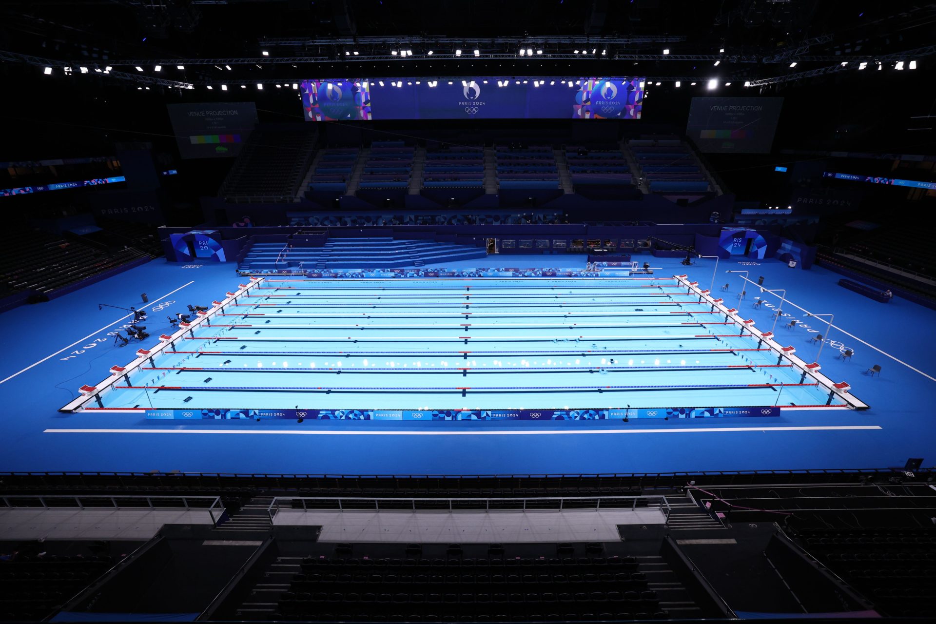 Aerial view of the Olympic Pool of the Paris 2024 Games. Image: LE PICTORIUM / Alamy Stock Photo 