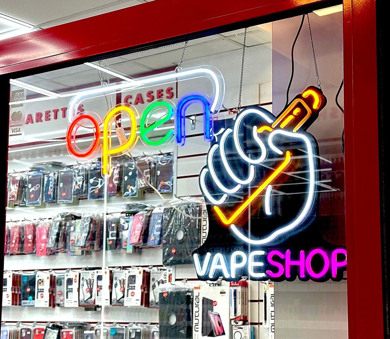 A vape shop window, 12-3-24