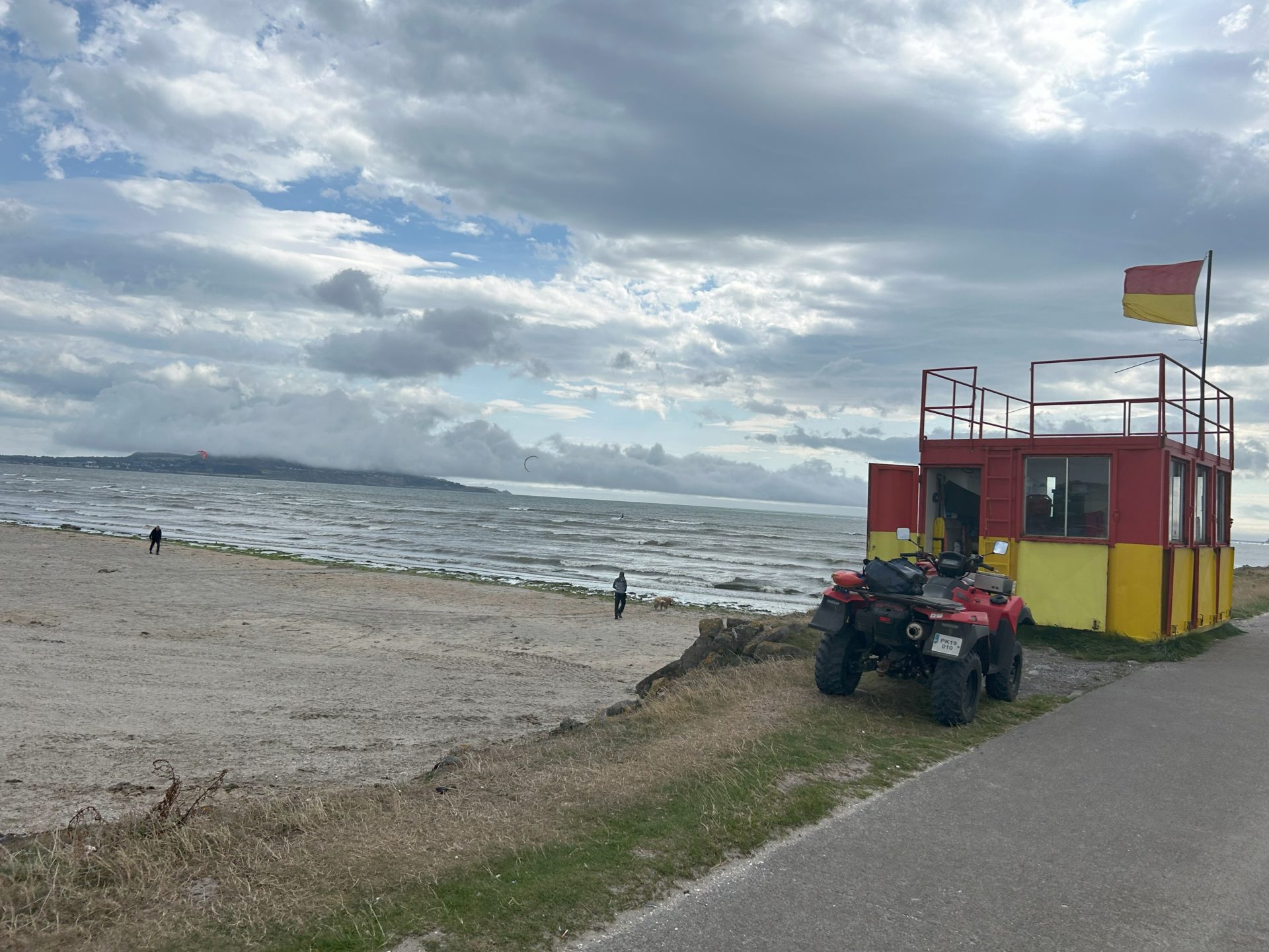 A lifeguard station and equipment on Dublin's Dollymount Strand, 2-8-24