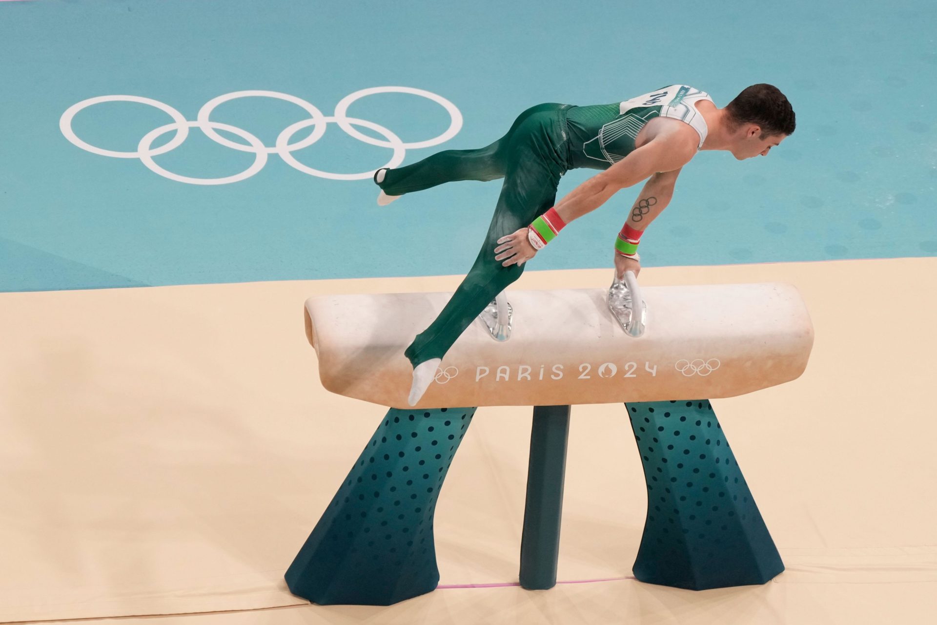  Rhys McClenaghan of Team Ireland competing in the men's pommel final, 03/08/2024. Image: PA Images/Alamy