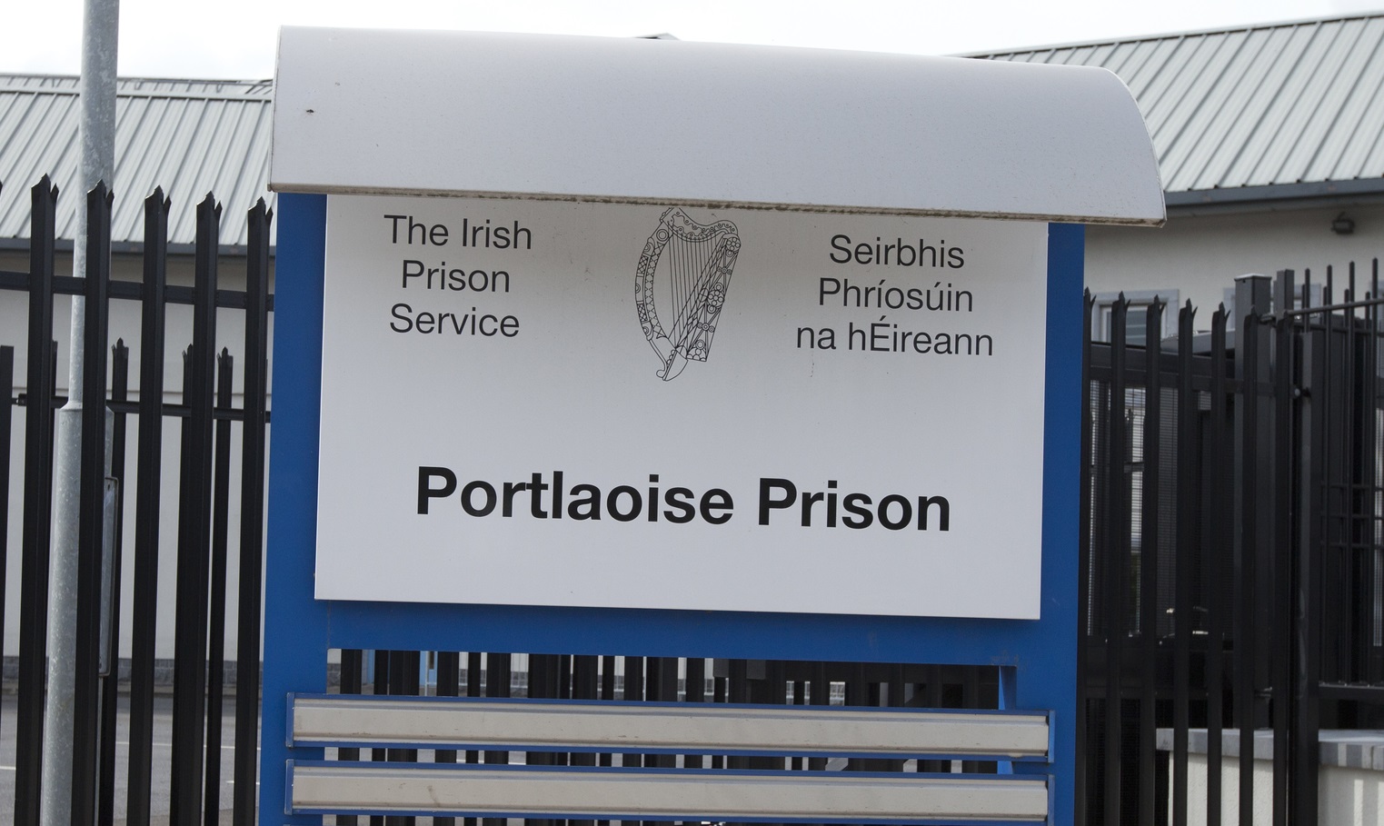 A sign at the entrance to the Midland Prison Portlaoise, 9-5-15.