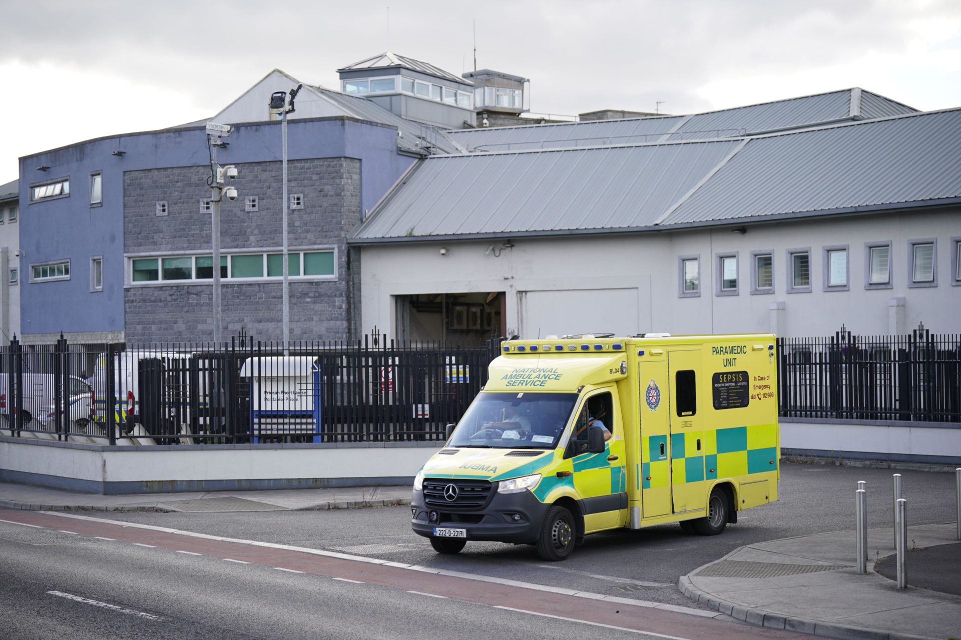 An ambulance leaving Portlaoise Prison in Co Laois after a series of overdoses at the jail