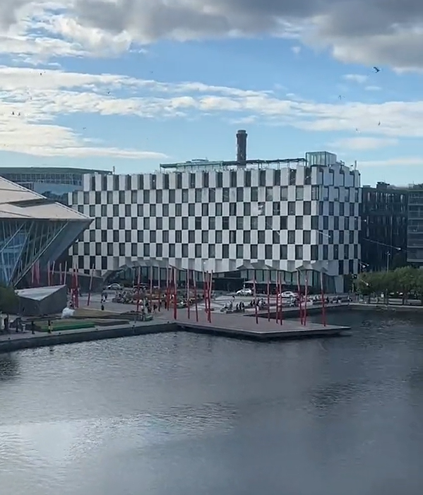 Fireworks were being let off beside the Bord Gáis Energy Theatre and the Marker Hotel in Dublin's Grand Canal. 