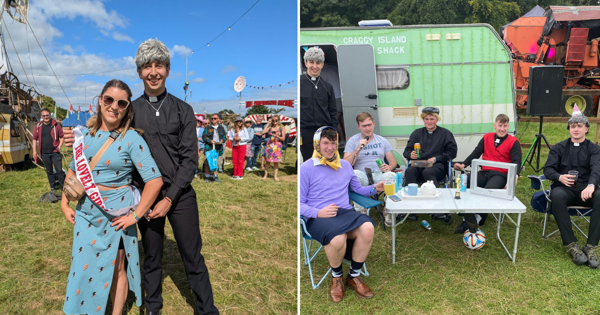 Splitscreen of Father Ted and the 'Lovely Girl', and the 'Craggy Island' gang at Electric Picnic. Images: John O'Donnell