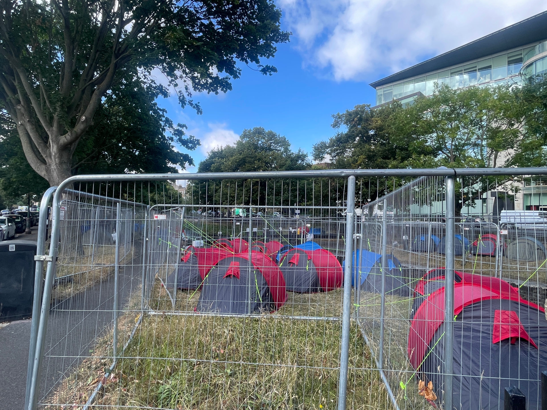 Tents erected along Dublin’s Grand Canal.