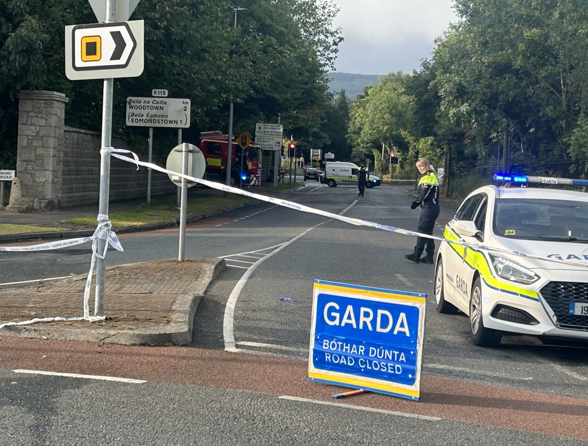 Gardaí cordon off roads near the scene of the fire in Ballyboden, 21-8-24