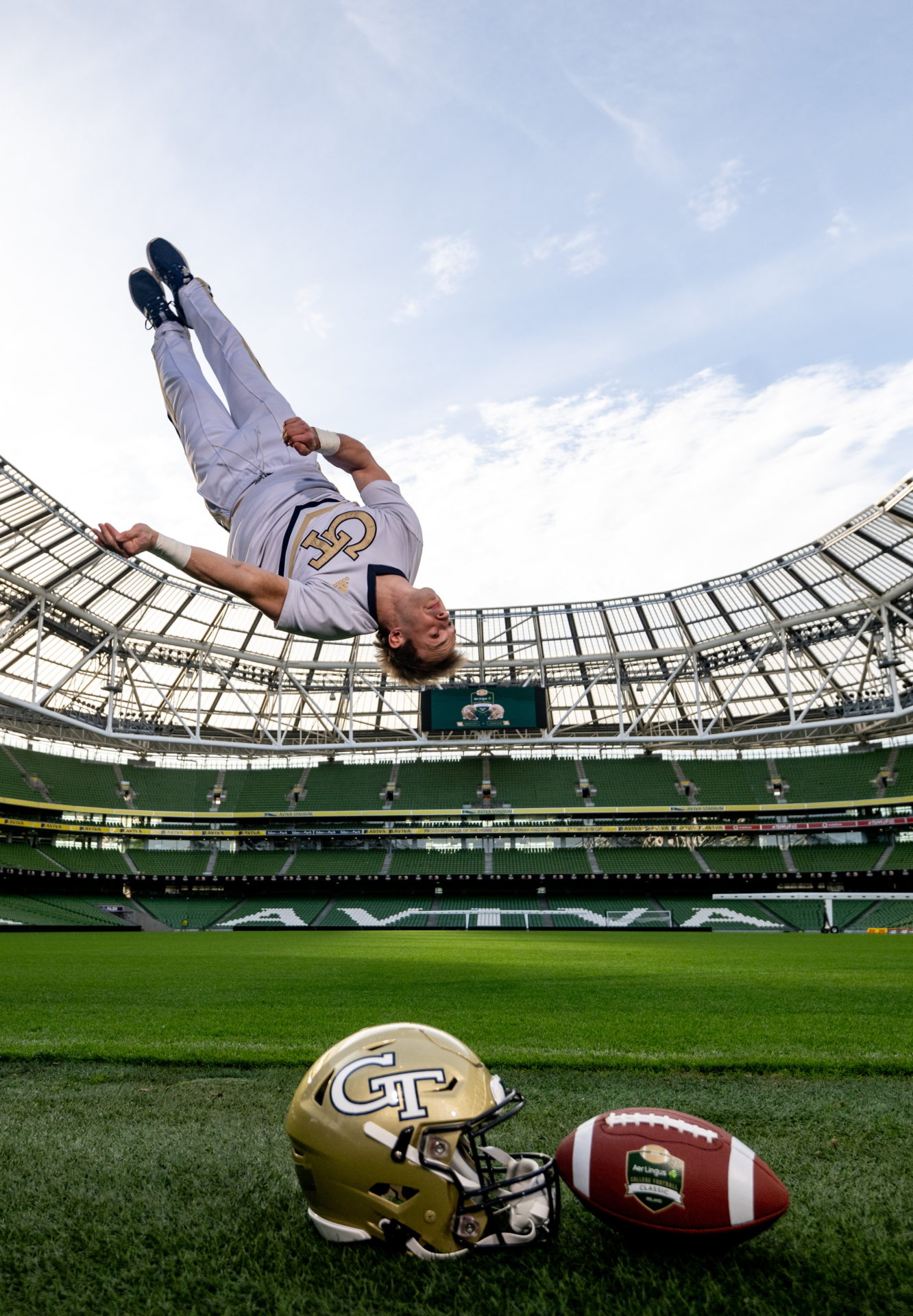 Georgia Tech cheer squad at Aviva Stadium in Dublin. Image: Stephen McCarthy/Sportsfile