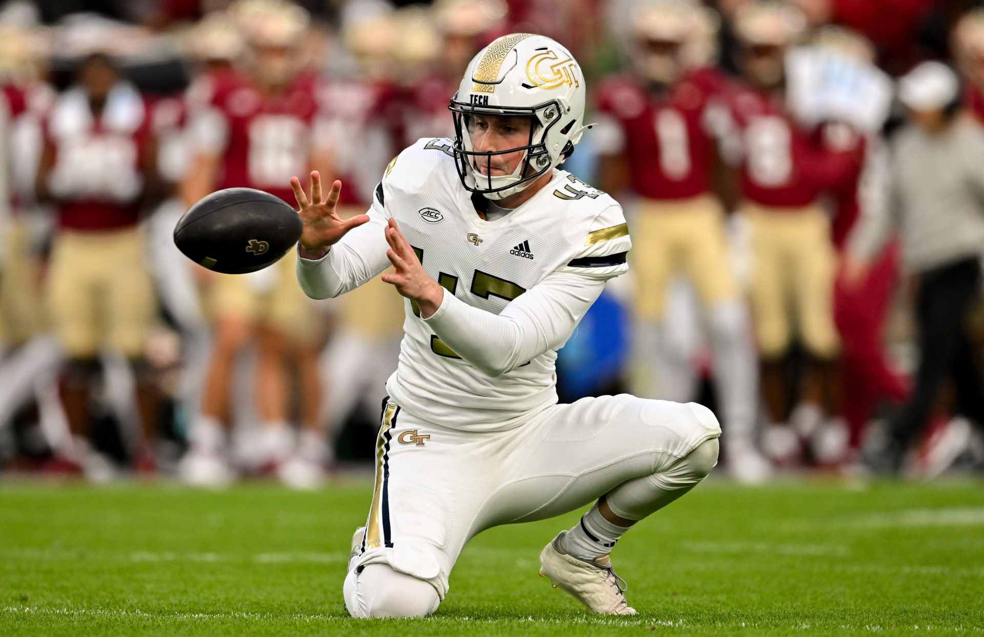 Georgia Tech Yellow Jackets punter David Shanahan during the 2024 Aer Lingus College Football Classic match between Florida State and Georgia Tech at Aviva Stadium in Dublin. Image: Brendan Moran/Sportsfile