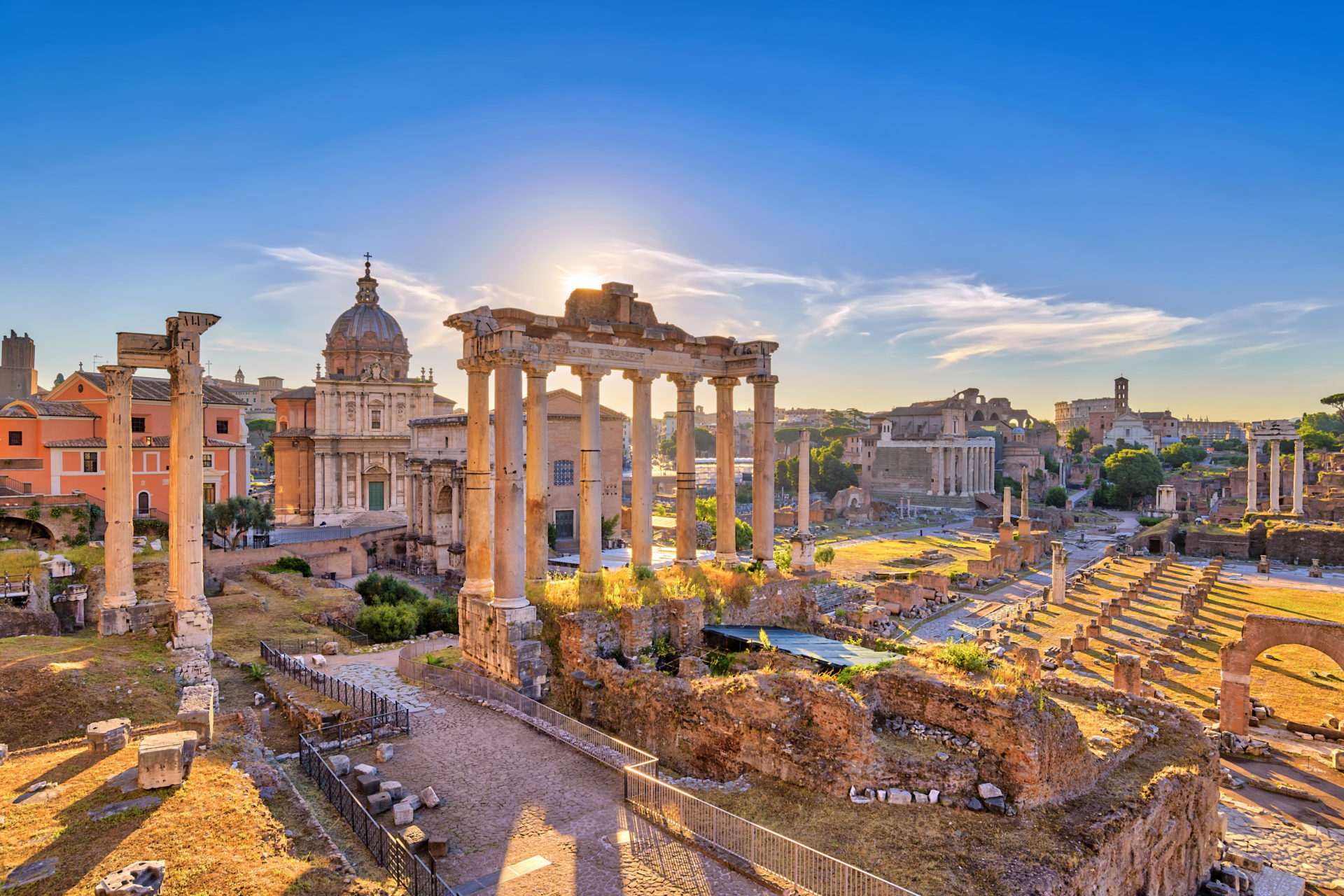 Rome sunrise city skyline at Rome Forum. Image: Noppasin Wongchum / Alamy Stock Photo 