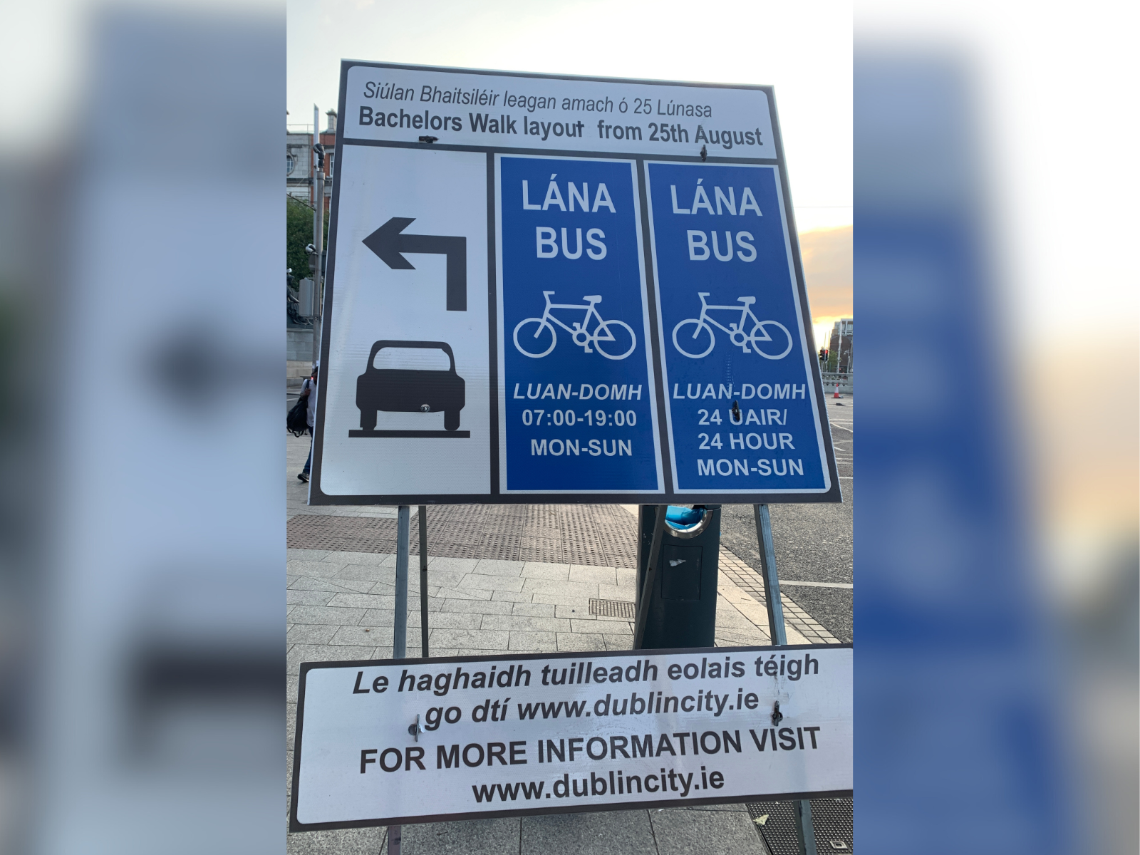 New sign explaining diversions under the Dublin City Transport Plan. Image: Andrew Lowth