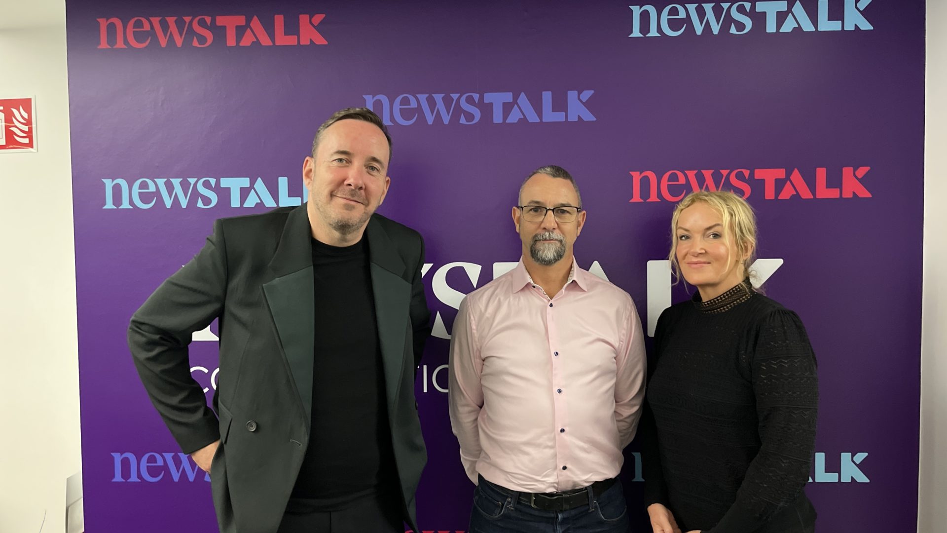 Ralph Mills (centre) with Newstalk Breakfast hosts Shane Coleman and Ciara Kelly, 27-8-24.