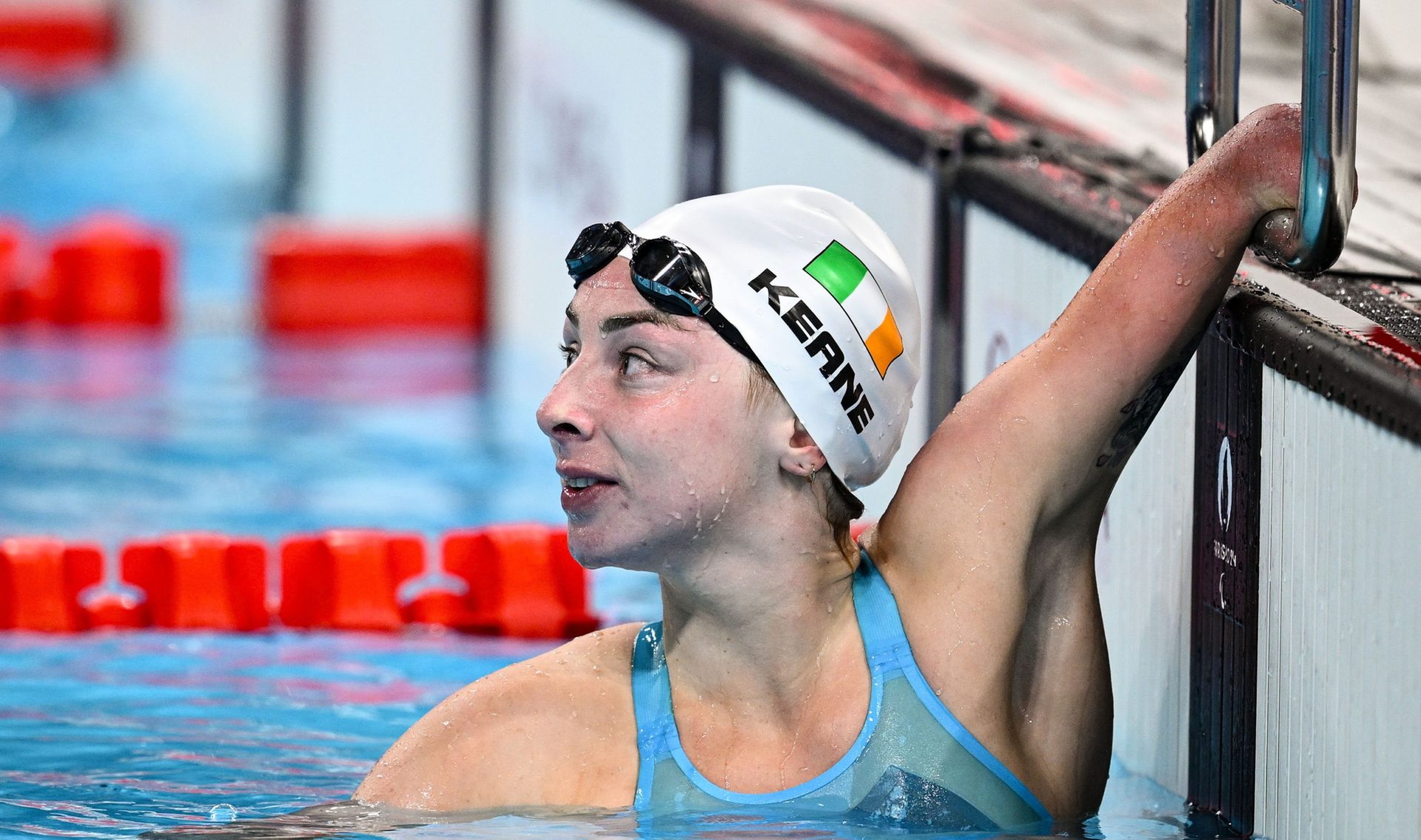 Paralympian Ellen Keane after finishing fourth in the 100m breaststroke at the 2024 Paralympics. Image:  Ramsey Cardy/Sportsfile