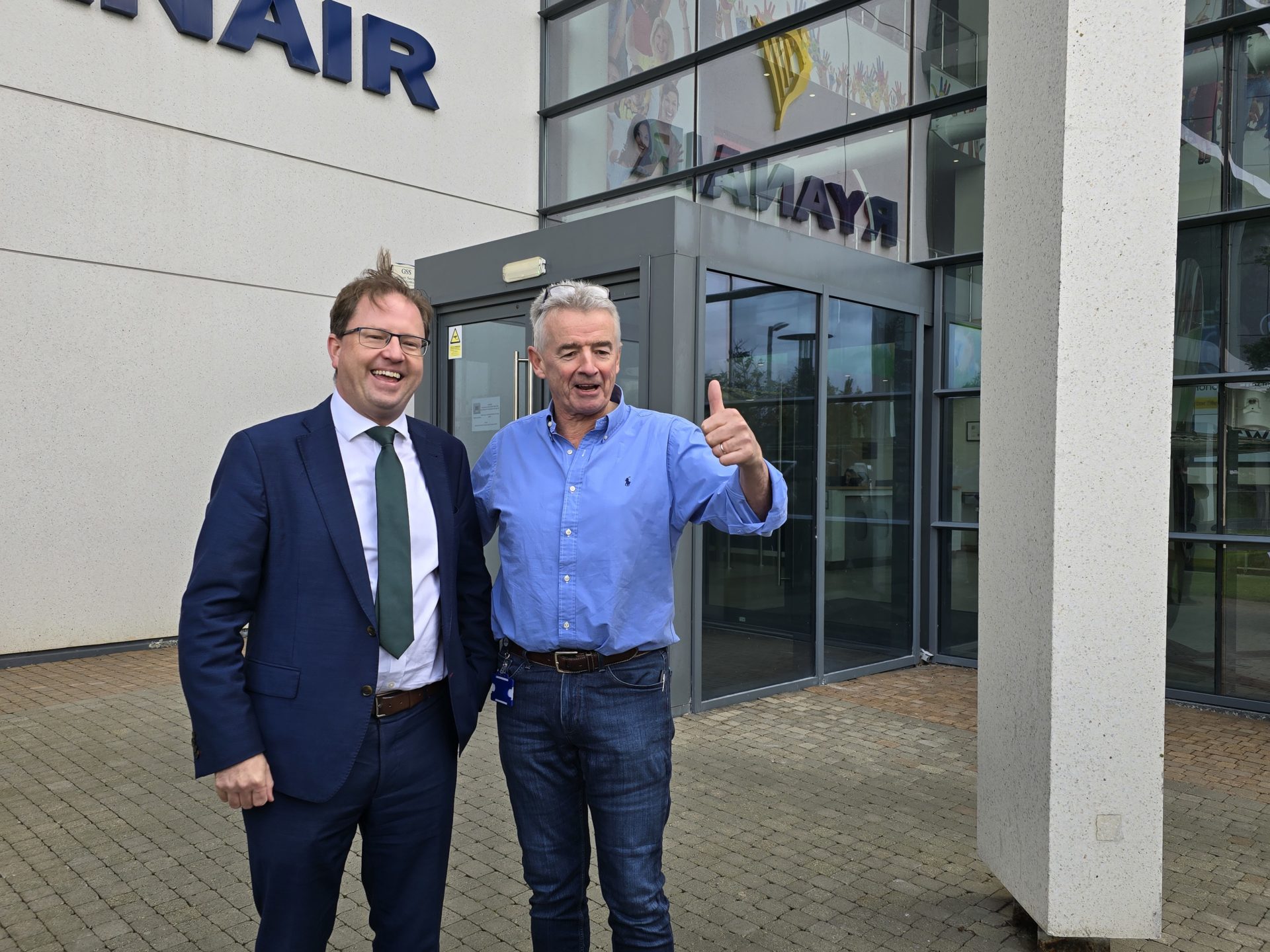 Ryanair CEO Michael O’Leary and Minister of State James Lawless at Ryanair headquarters in Dublin