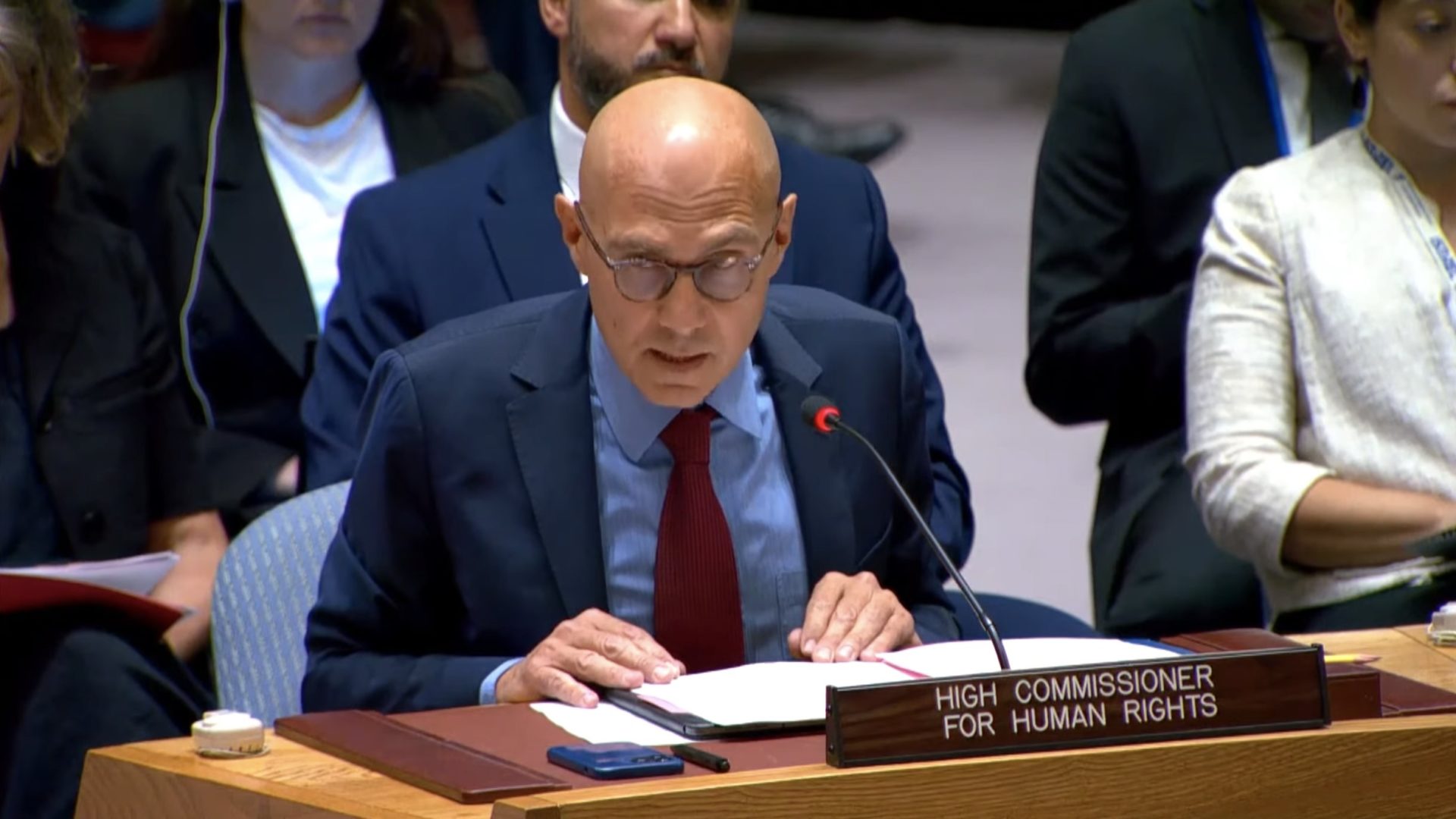 United Nations' Human Rights Chief Volker Turk speaking to the Security Council, 20-9-24