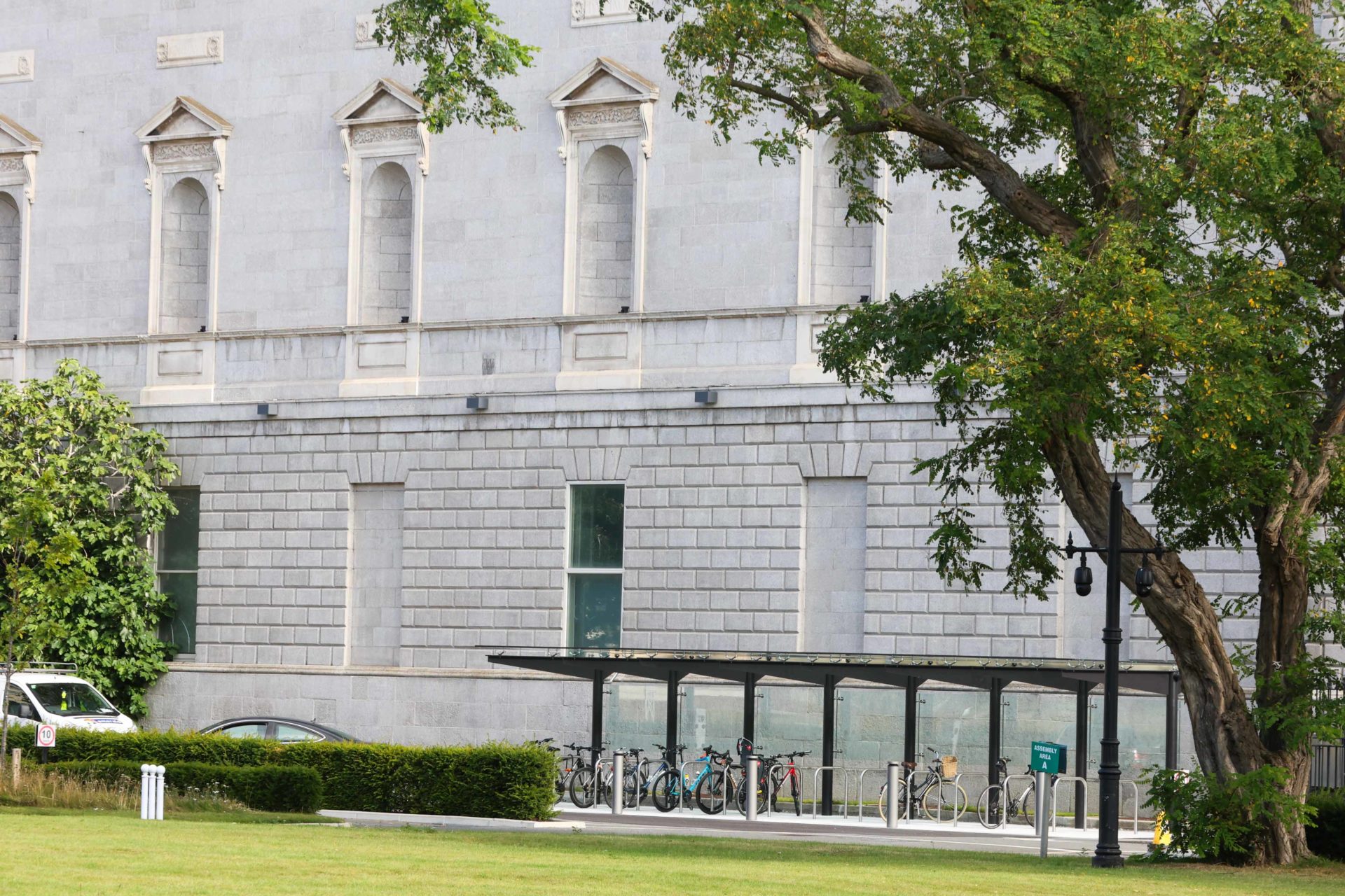 The newly constructed bike shelter at Leinster House
