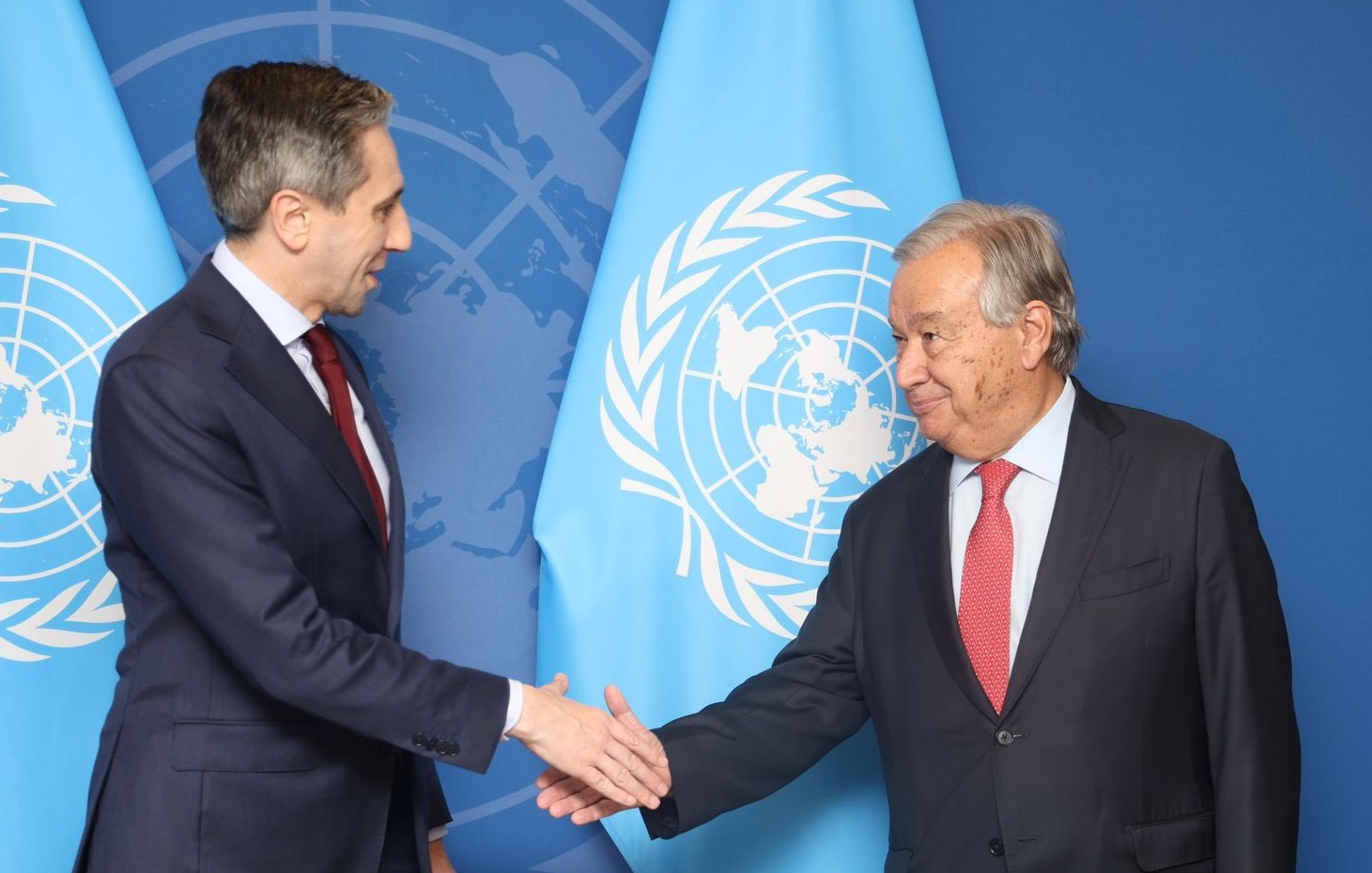 Taoiseach Simon Harris meeting with the UN Secretary-General António Guterres in New York, 25-9-24. 