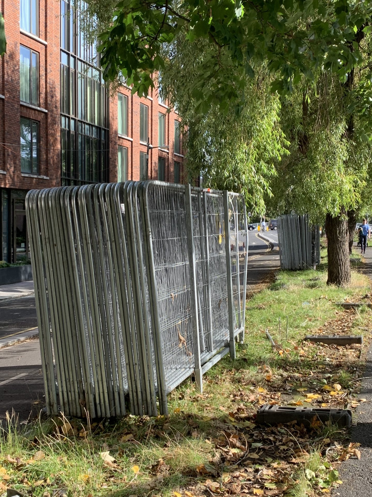 Barriers being taken away from Dublin's Grand Canal, 3-10-24. 