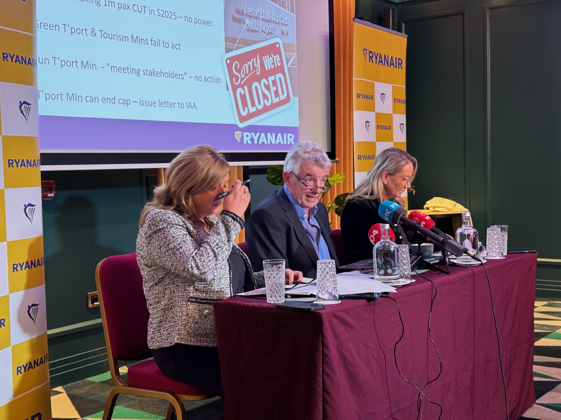 Ryanair CEO Michael O'Leary during a press conference at The Alex Hotel in Dublin