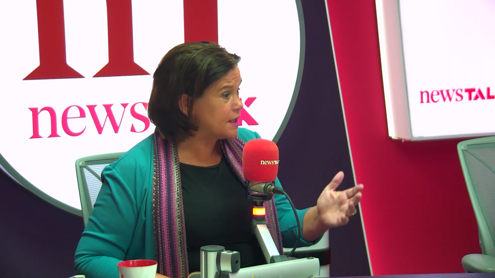 Mary Lou McDonald in the Newstalk studio.